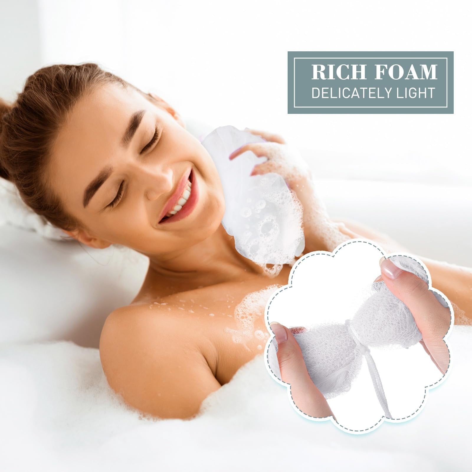 Sunnyray 200-pack of loofah bath sponges for exfoliating body scrubs, natural shower luffas in bulk for cleansing and skin renewal.