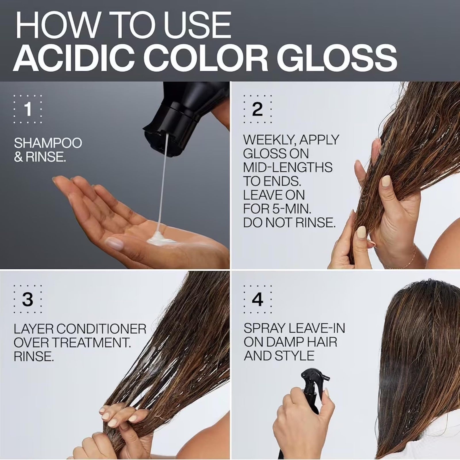 Redken Acidic Color Gloss Shine Mini Kit with sulfate-free shampoo, conditioner, and hair mask for vibrant color and shine.