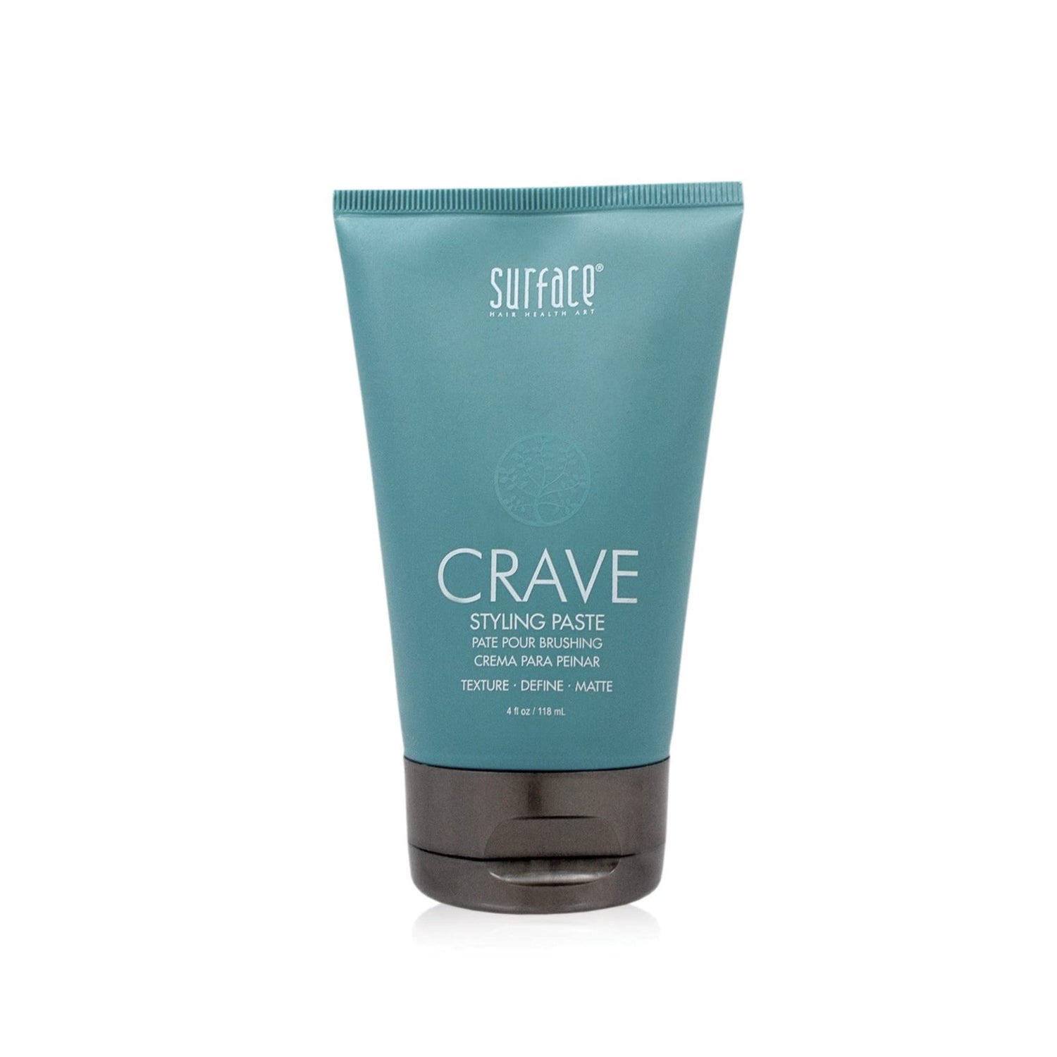SURFACE Hair Crave Styling Paste in a jar, showcasing its vegan and paraben-free formula for texture and definition.