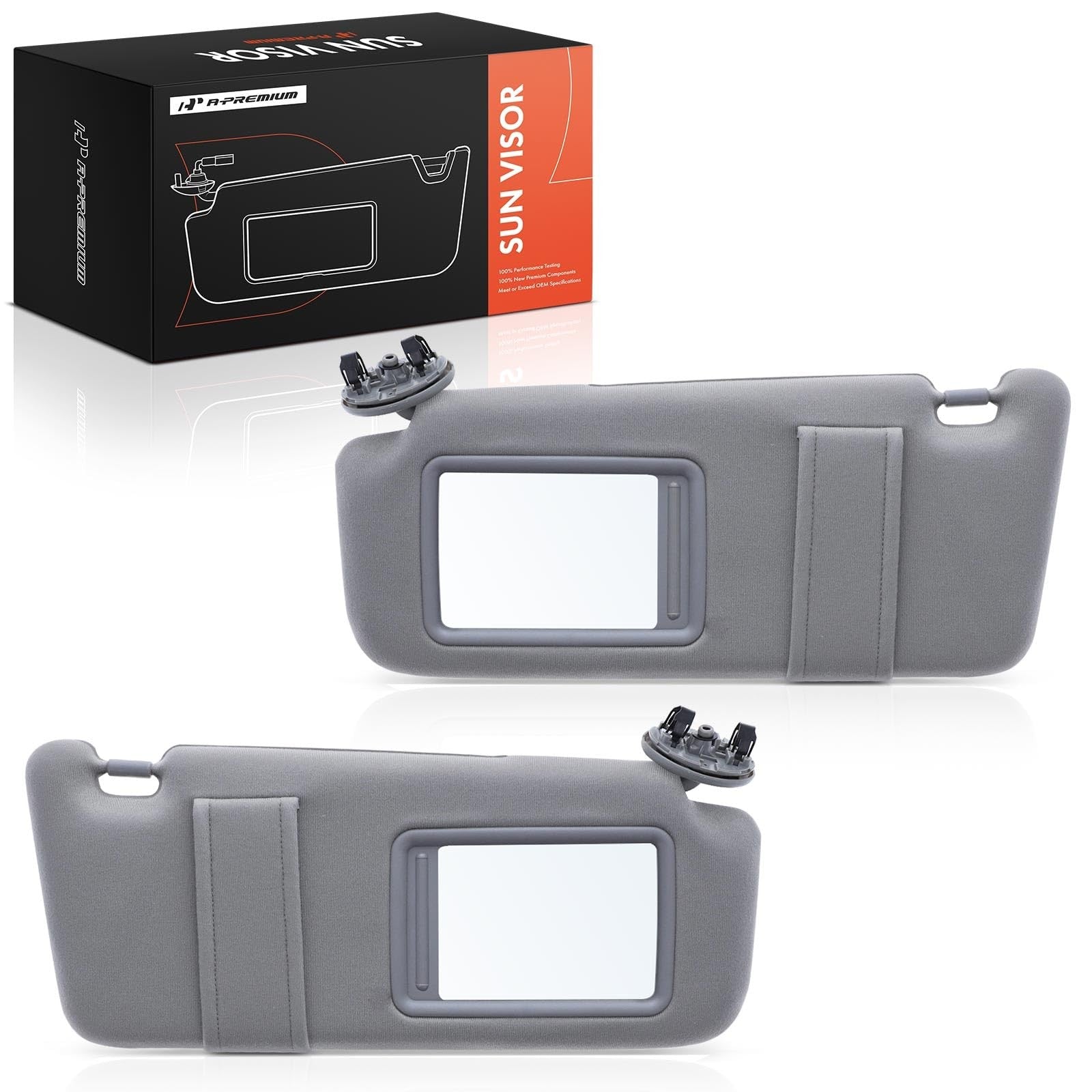 A-Premium driver and passenger sun visors for Toyota Camry 2007-2008, showing black plastic and mounting clips.