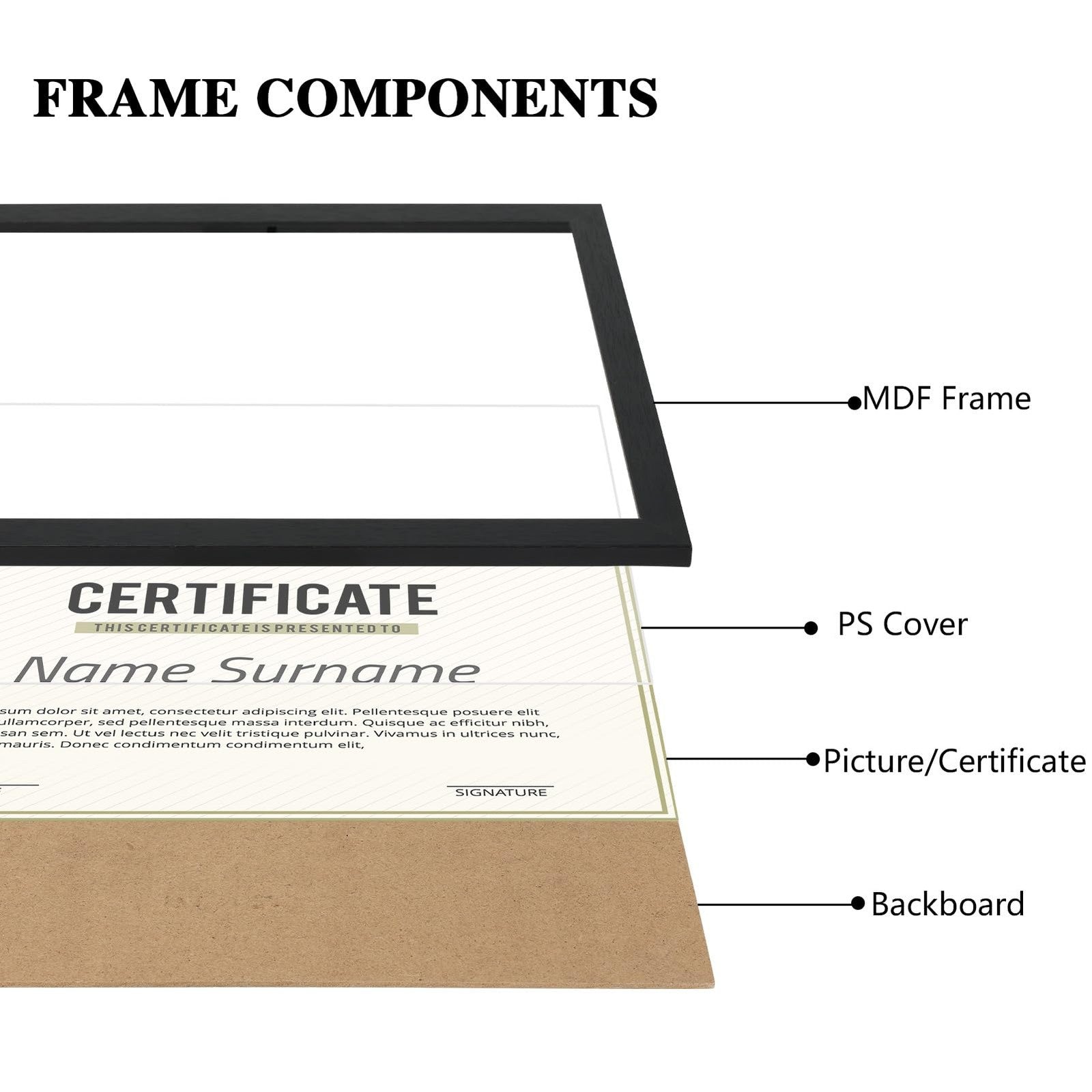 PHAREGE 8.5 x 11 black certificate picture frames set of 18, displaying sleek, modern photo frames suitable for certificates or artwork.