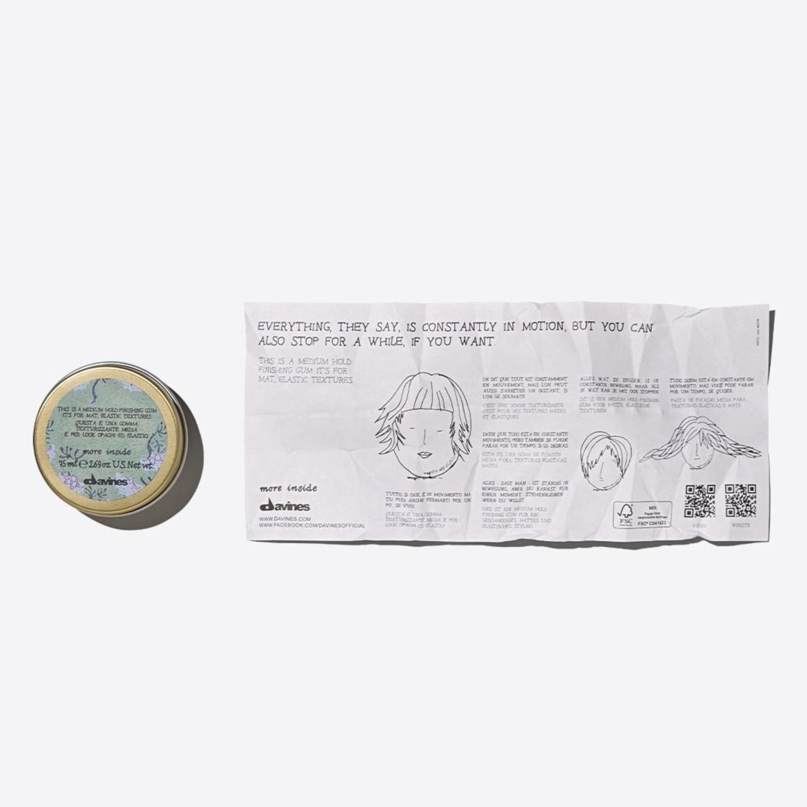 Davines This Is A Medium Hold Finishing Gum in a jar, showcasing its lightweight, residue-free formula and flexible styling hold.