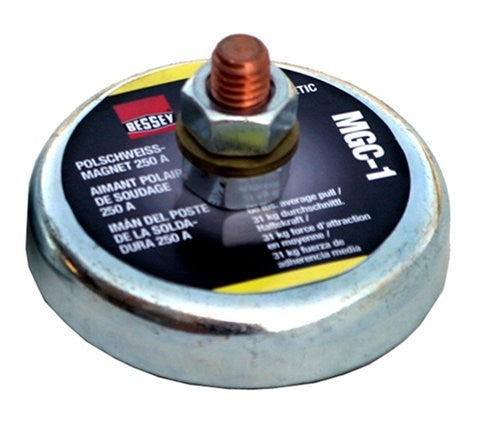 BESSEY MGC-1 magnetic ground clamp with 250 AMP capacity, showing the sturdy clamp with magnetic base and electrical connection points.