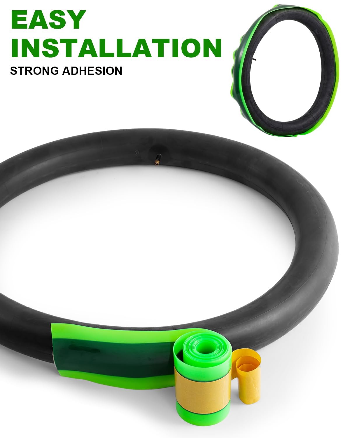 Julai Fat Tire Bike Bicycle Tube with self-adhesive puncture protector and liner, suitable for preventing flats on fat tires.