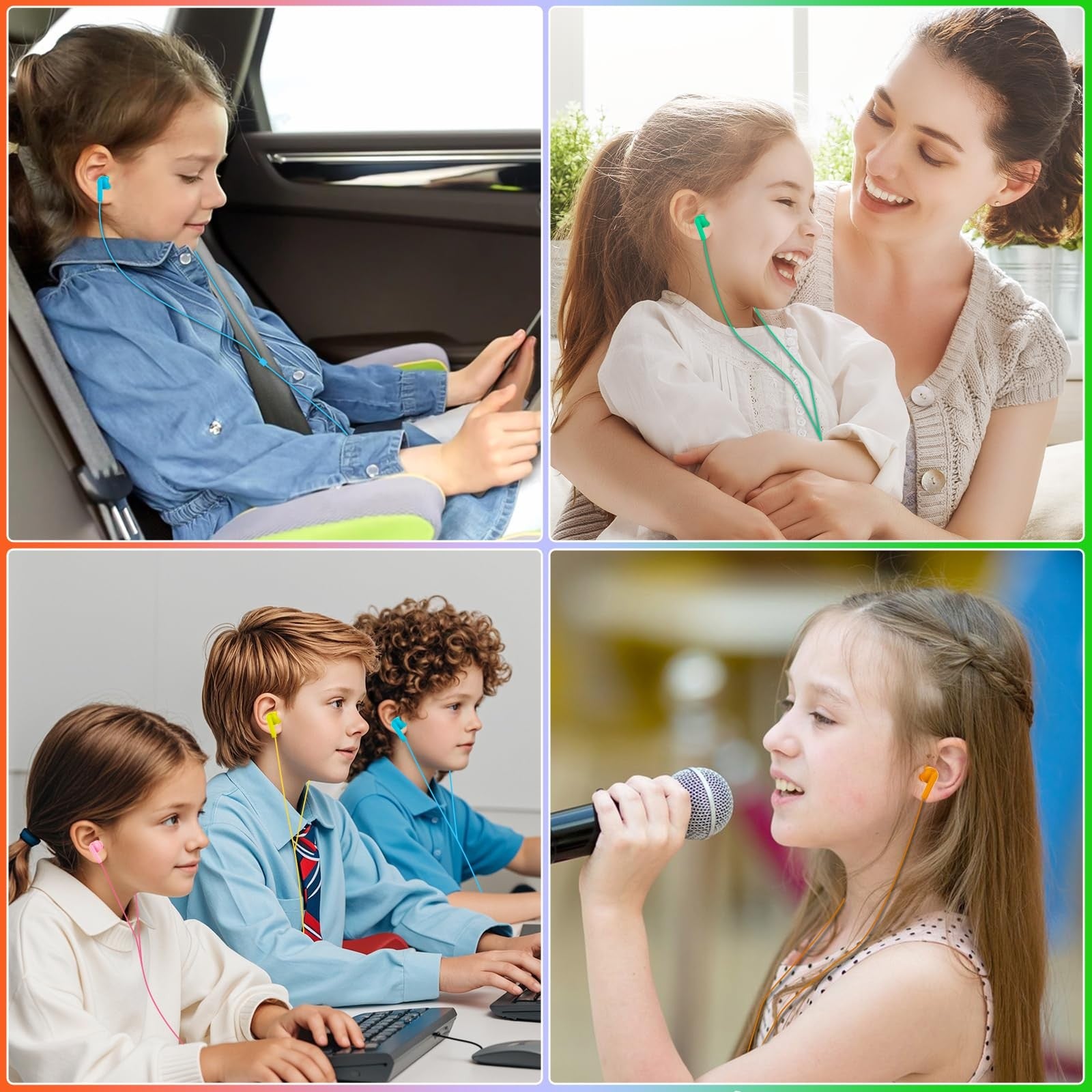 CNSZSLZ 100-pack bulk earbud headphones with in-ear design for school classroom use, featuring lightweight, black earphones for students