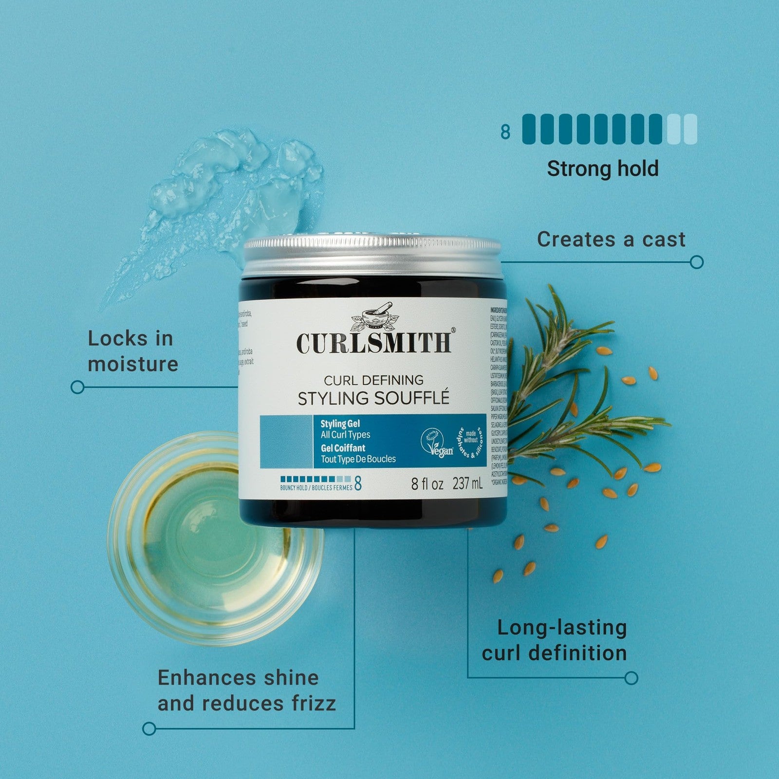 Curlsmith Curl Discovery Kit featuring moisturizing products for hydrating and defining curly hair, with various curl-enhancing items.