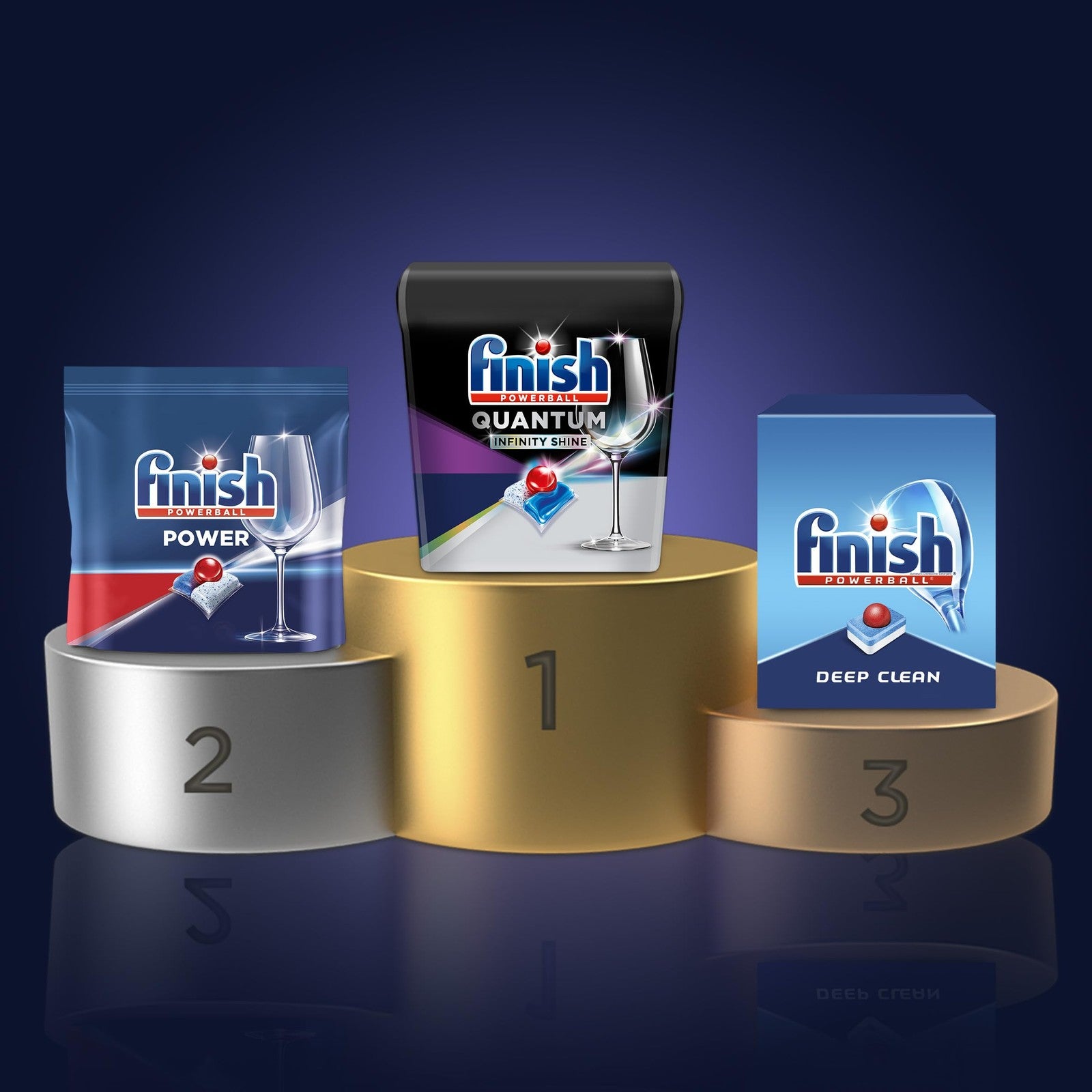 Finish Quantum Infinity Shine dishwasher detergent Powerball tablets, 70 count, for sparkling clean dishes and effective cleaning.
