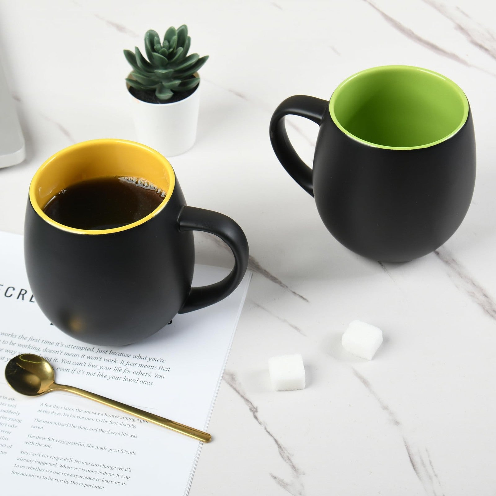 BYCNZB 20oz matte black ceramic coffee mug set with multiple colors, featuring a sleek porcelain design and comfortable handle.