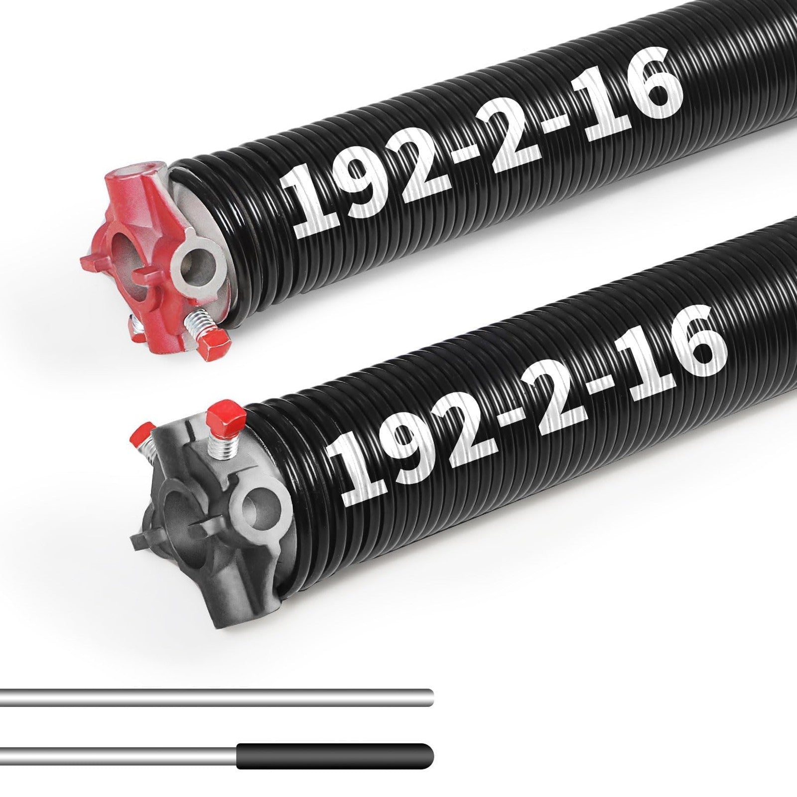 Pair of 2-inch Jecoupoon garage door torsion springs with non-slip winding bars, designed for durable garage door tension adjustment.