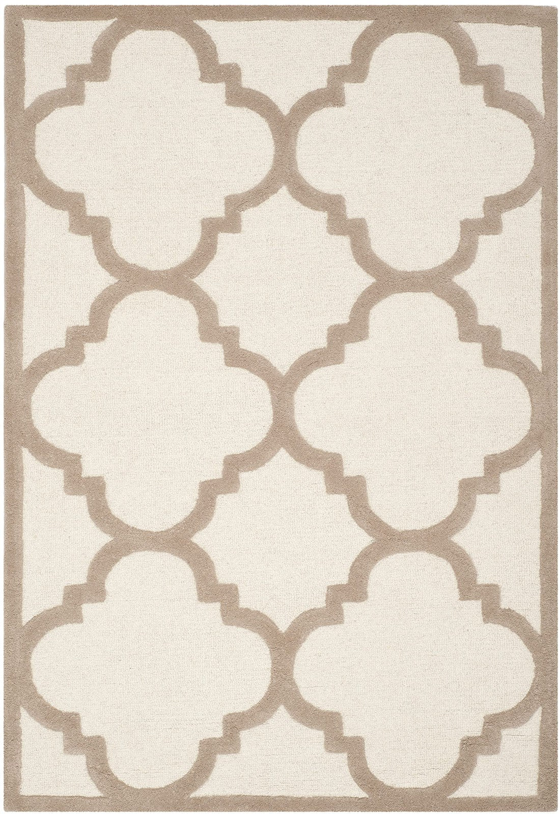Safavieh Cambridge Collection handmade Moroccan rug with ivory and beige geometric pattern, 4x6 size, stylish and textured.