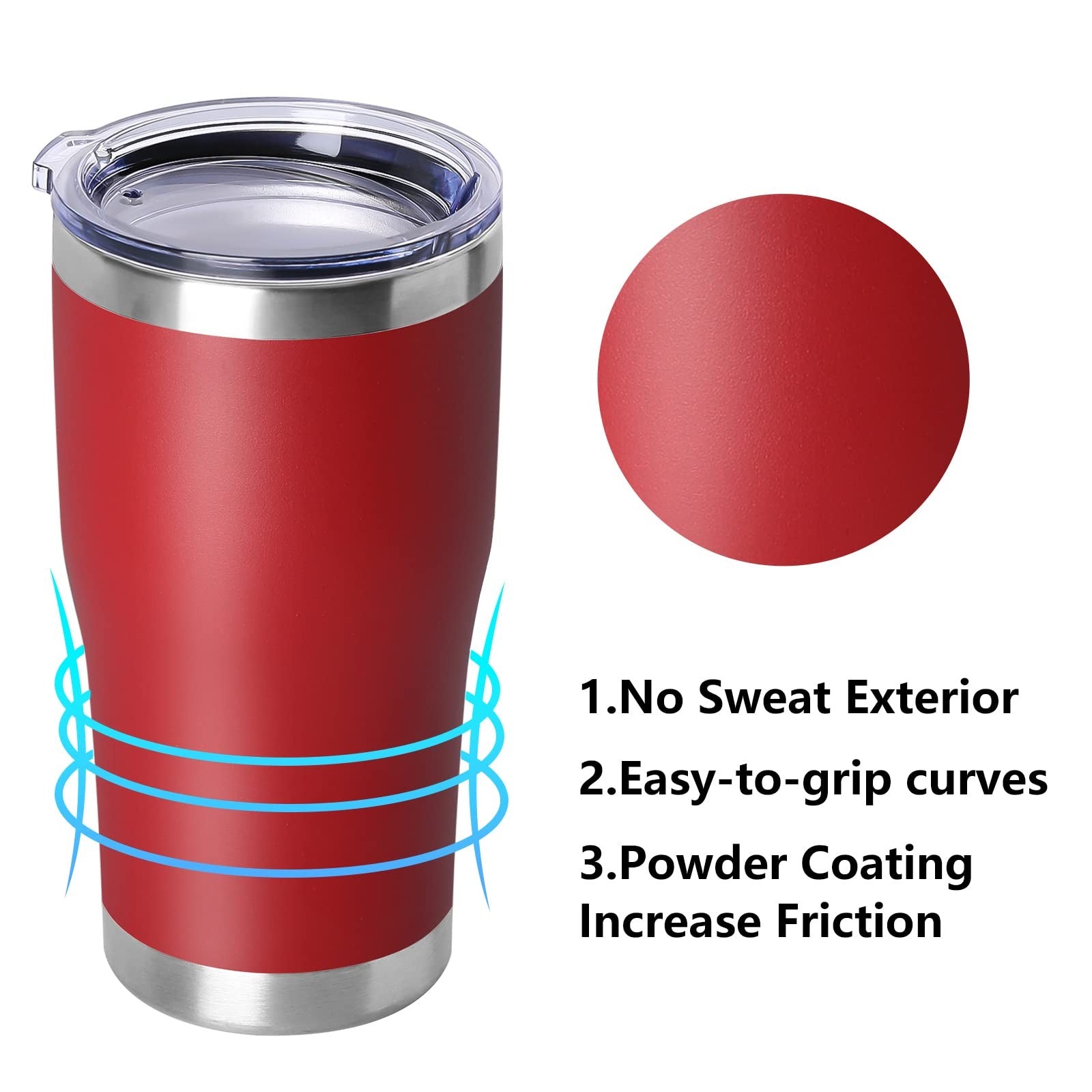 Stainless steel Domicare 20oz tumbler with a secure lid, double wall vacuum insulation, perfect for keeping beverages hot or cold.
