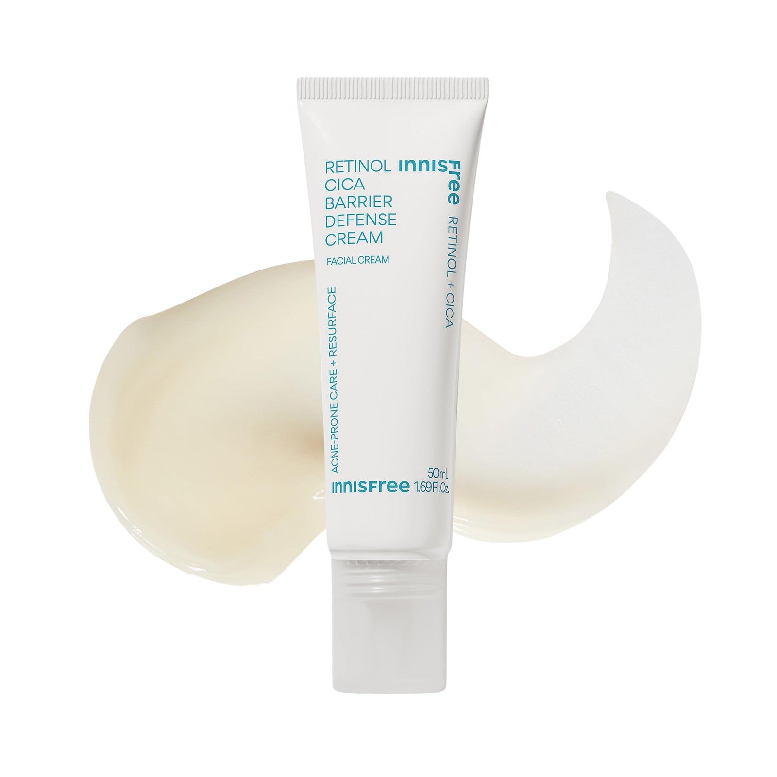 Innifree Retinol Cica Barrier Cream jar with label, Korean moisturizer with madecassoside and retinol for soothing skin.