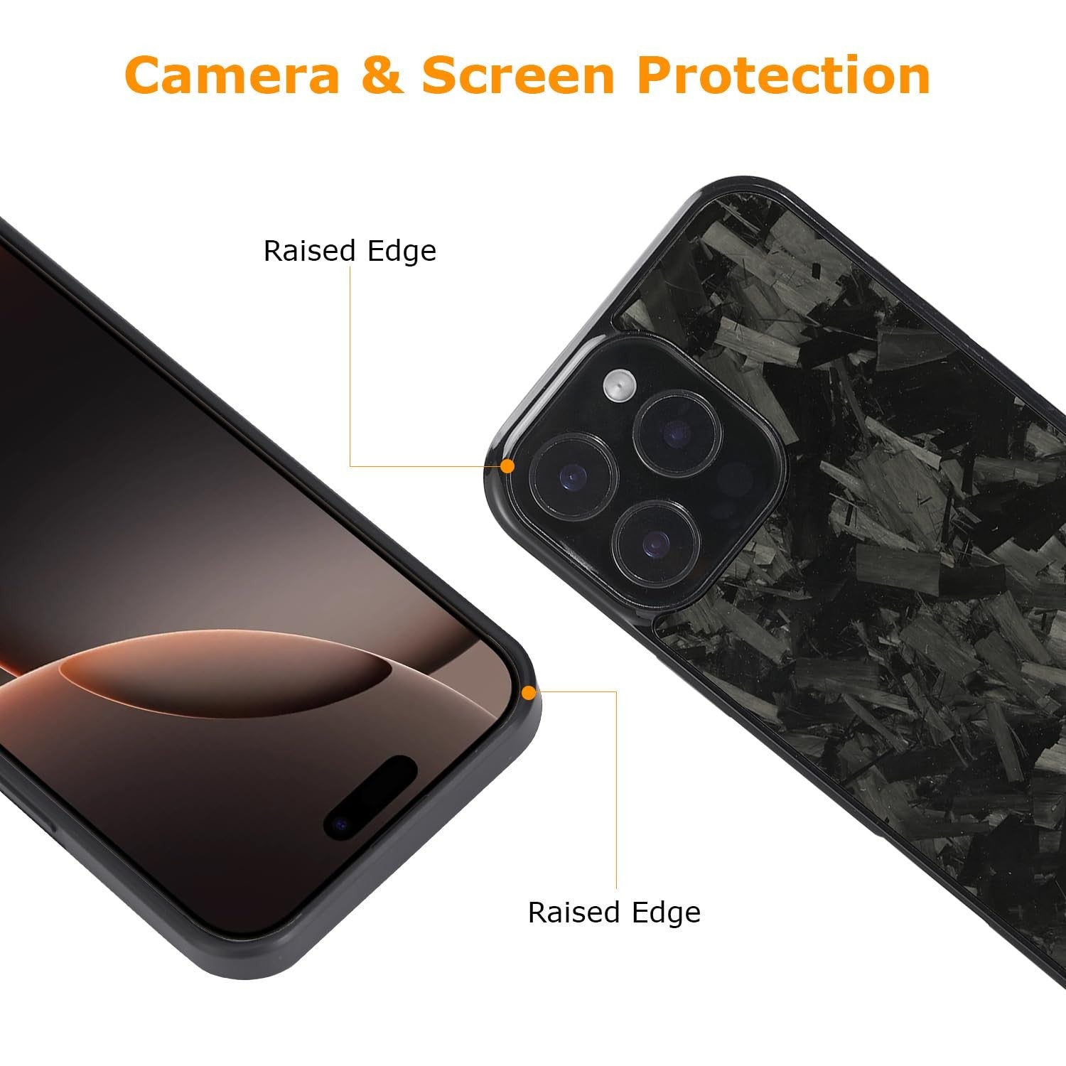 Molzar Grip Series iPhone 16 Pro Max case with real forged carbon fiber texture and durable Bui construction.
