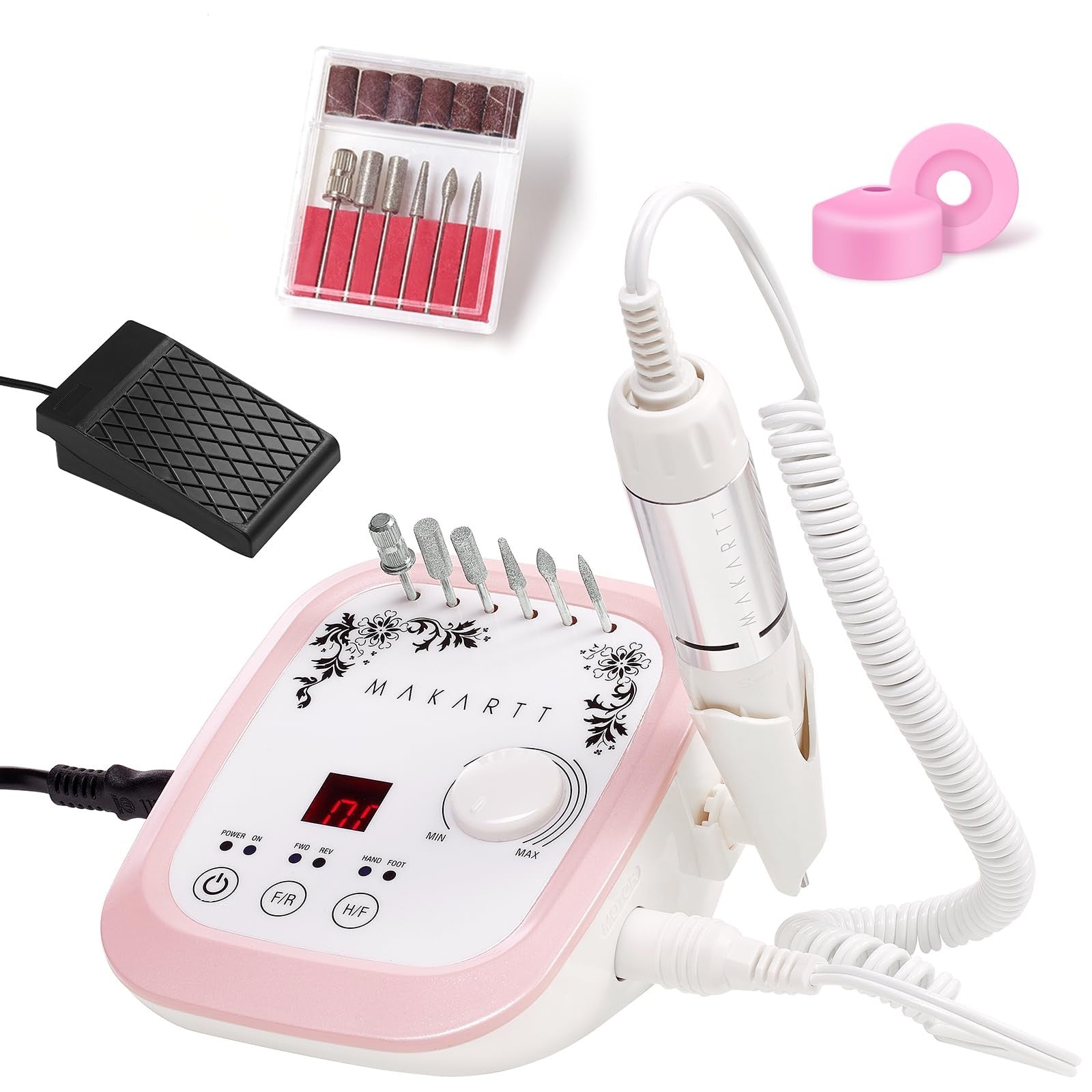 Makartt Genesie 35000RPM electric nail drill machine with LCD display and foot pedal control for acrylic nails