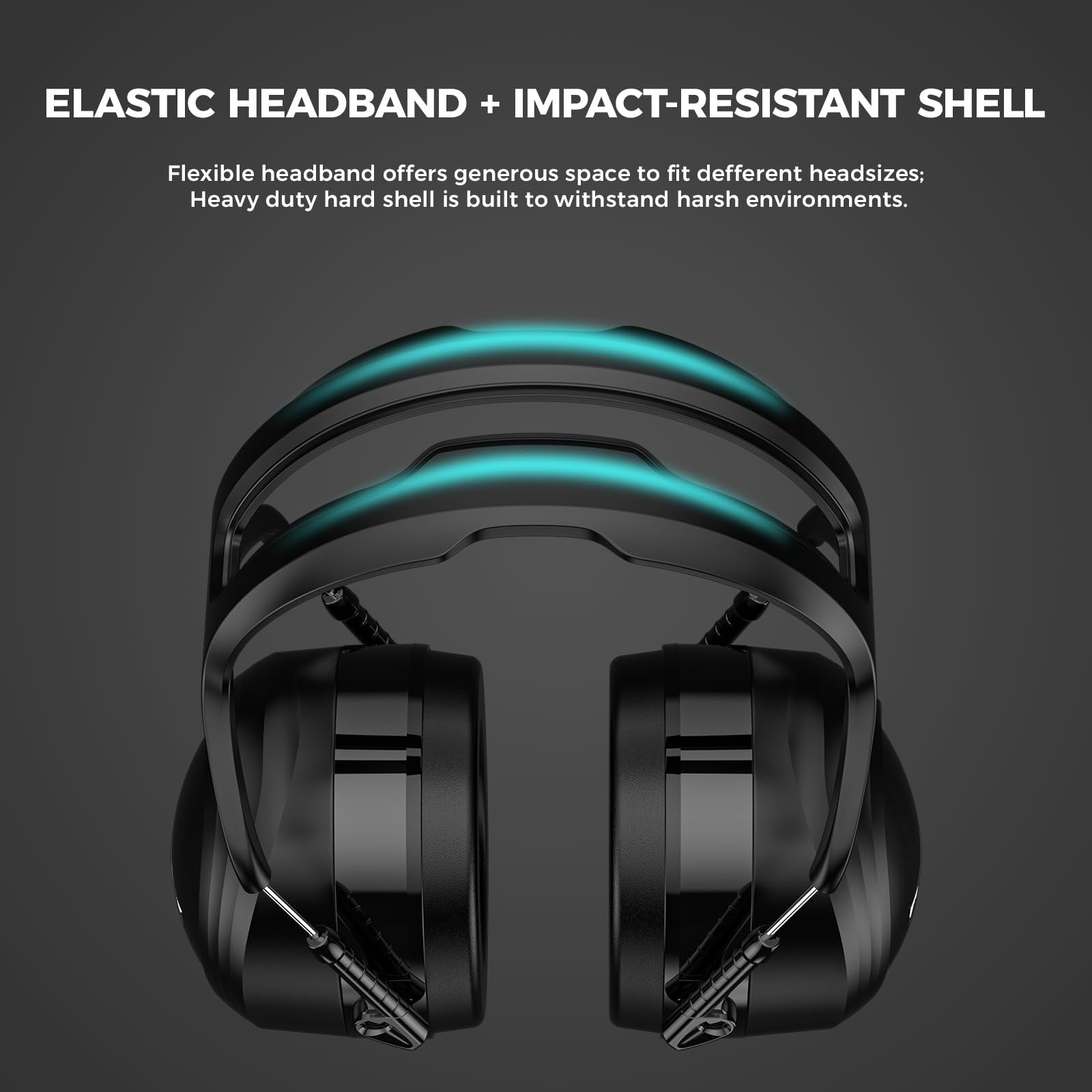ProCase extra large noise-canceling headphones with SNR 37dB and NRR 30dB for hearing protection, featuring cushioned ear cups.
