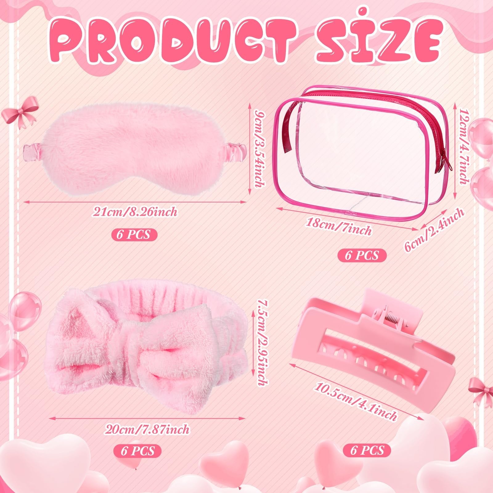 Hoteam 24-piece Galentine spa party favors including plush sleep masks and spa headbands for women.