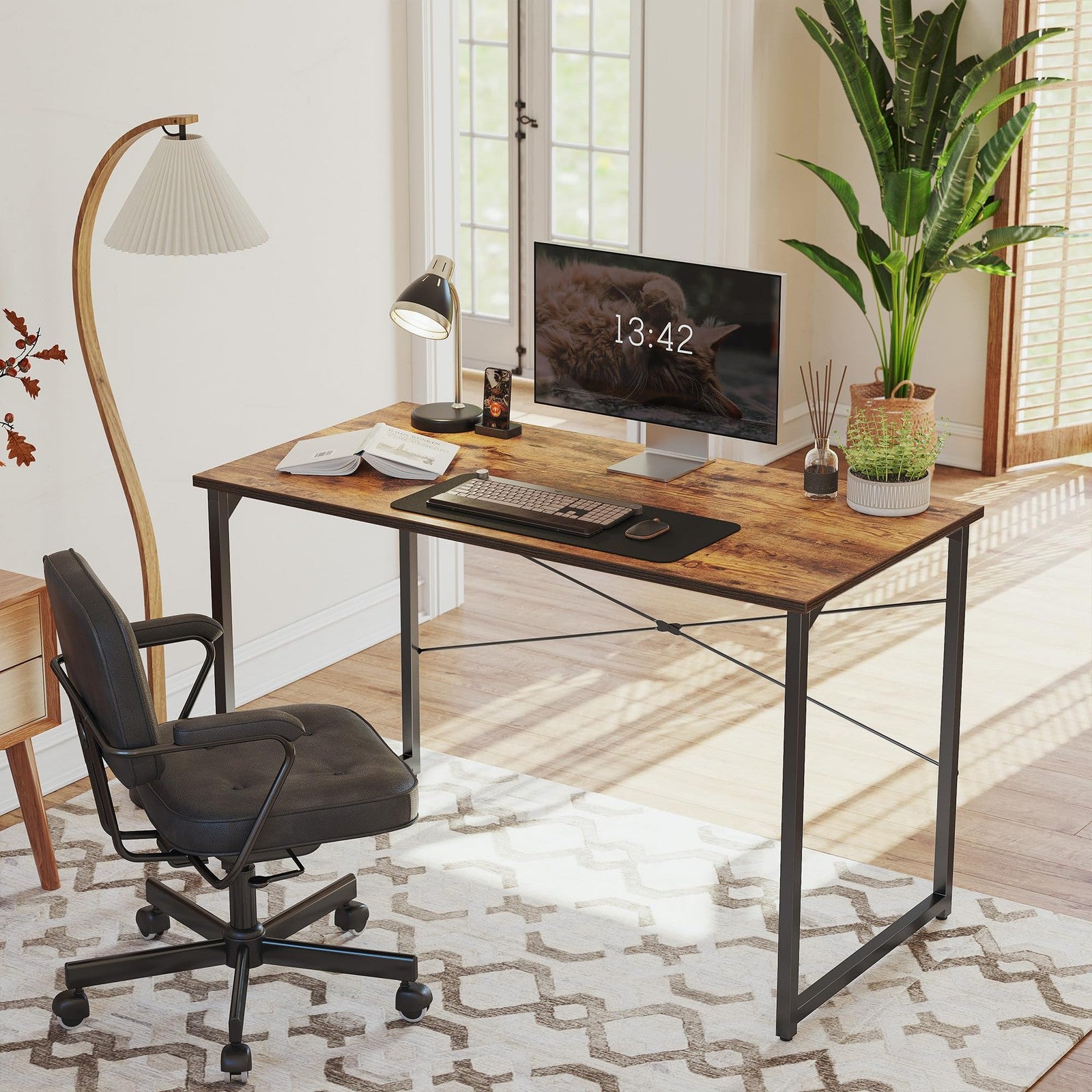 Cubiker 32-inch small computer desk with modern simple style and X-bar design, suitable for home office use.