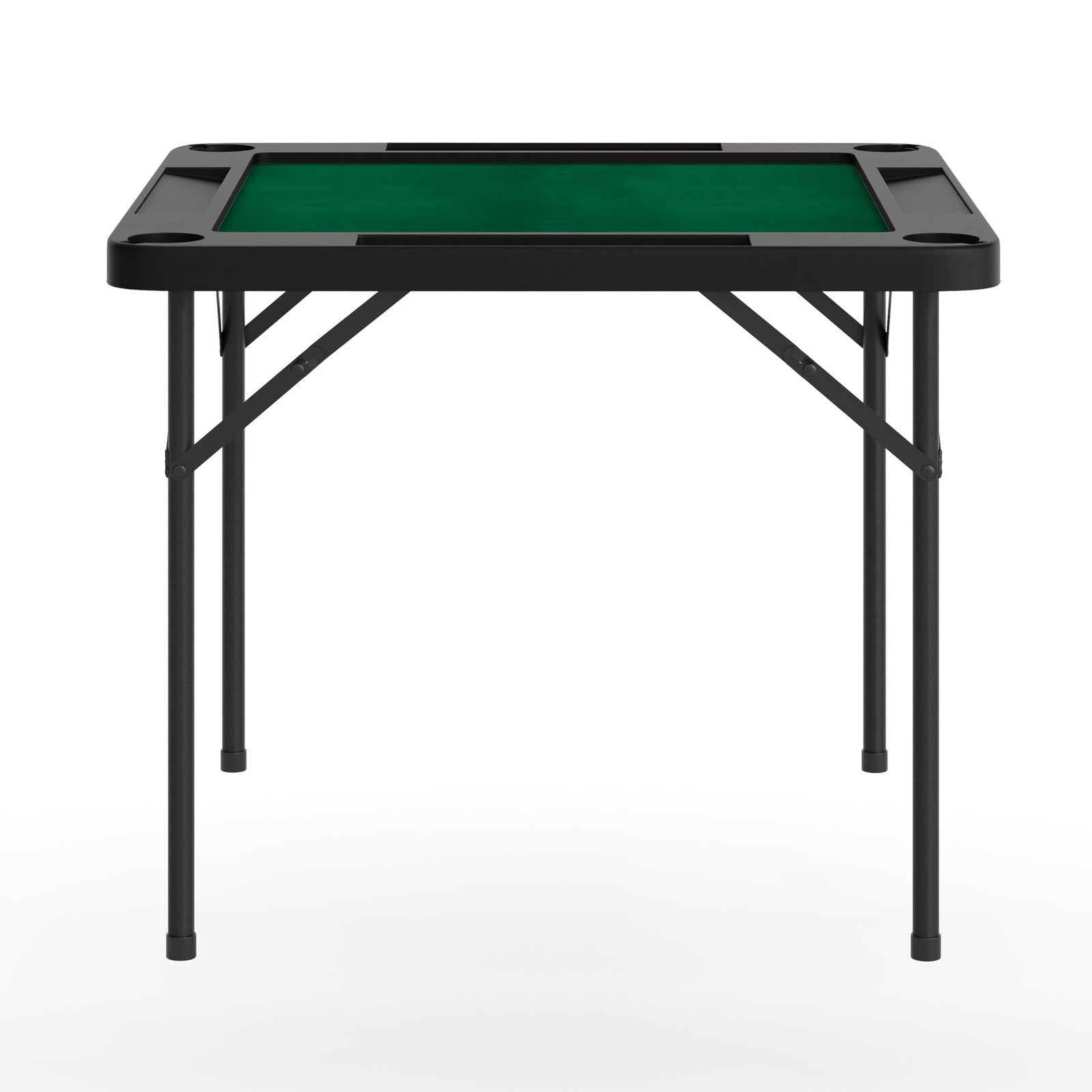 Flash Furniture Silas folding card table with green felt playing surface and sturdy metal legs, 34.5 inches square.