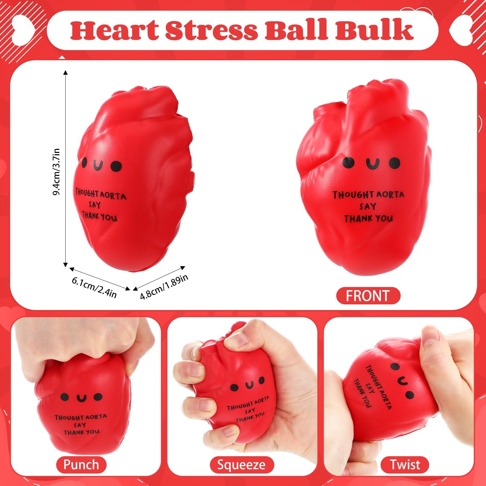 Gemscream funny cardiac stress balls for adults, colorful and squeezable stress reliever with motivational design.