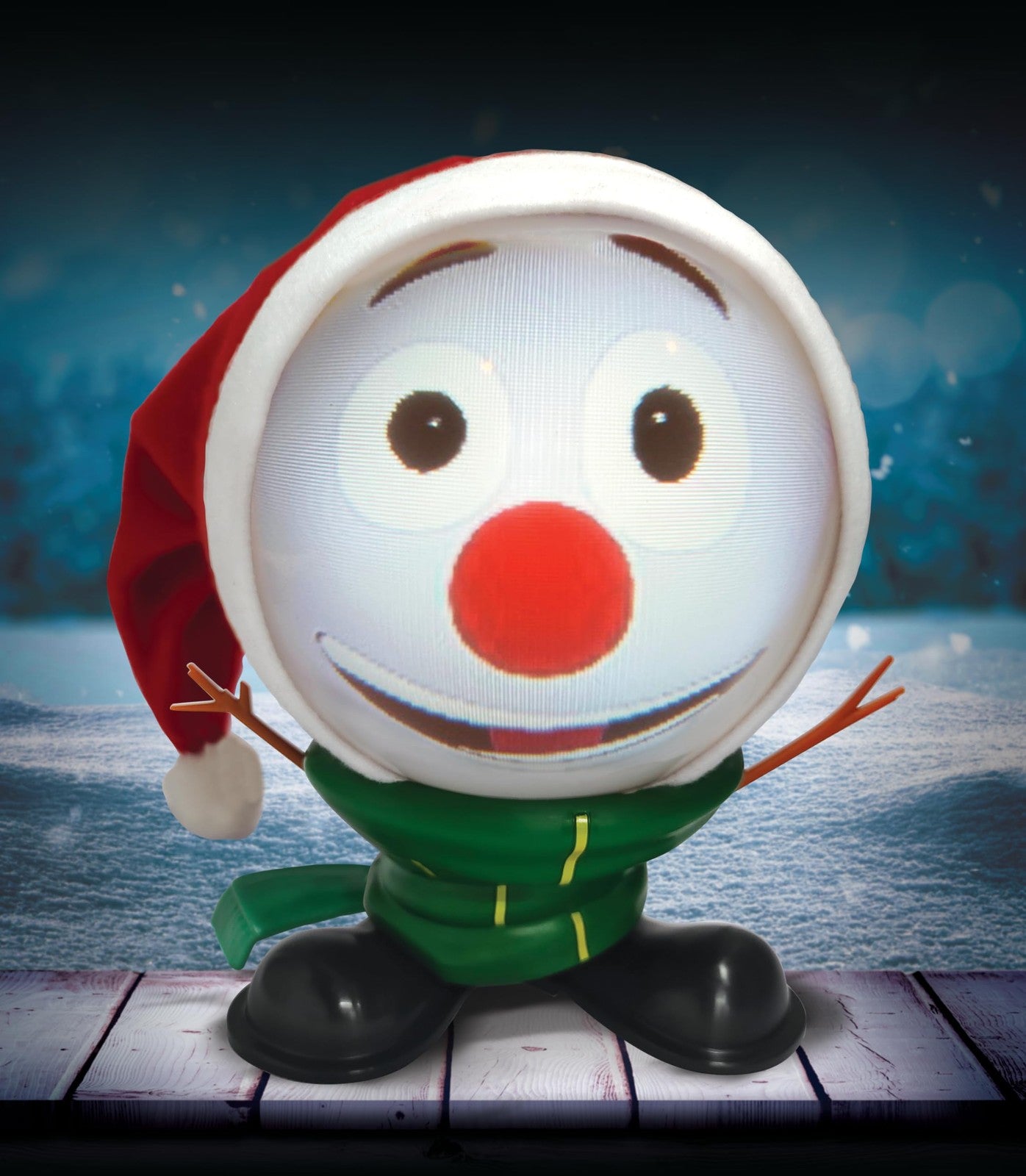 ANIMAT3D Mr. Chill talking animated snowman with built-in projector and speaker, displaying festive holiday decor.