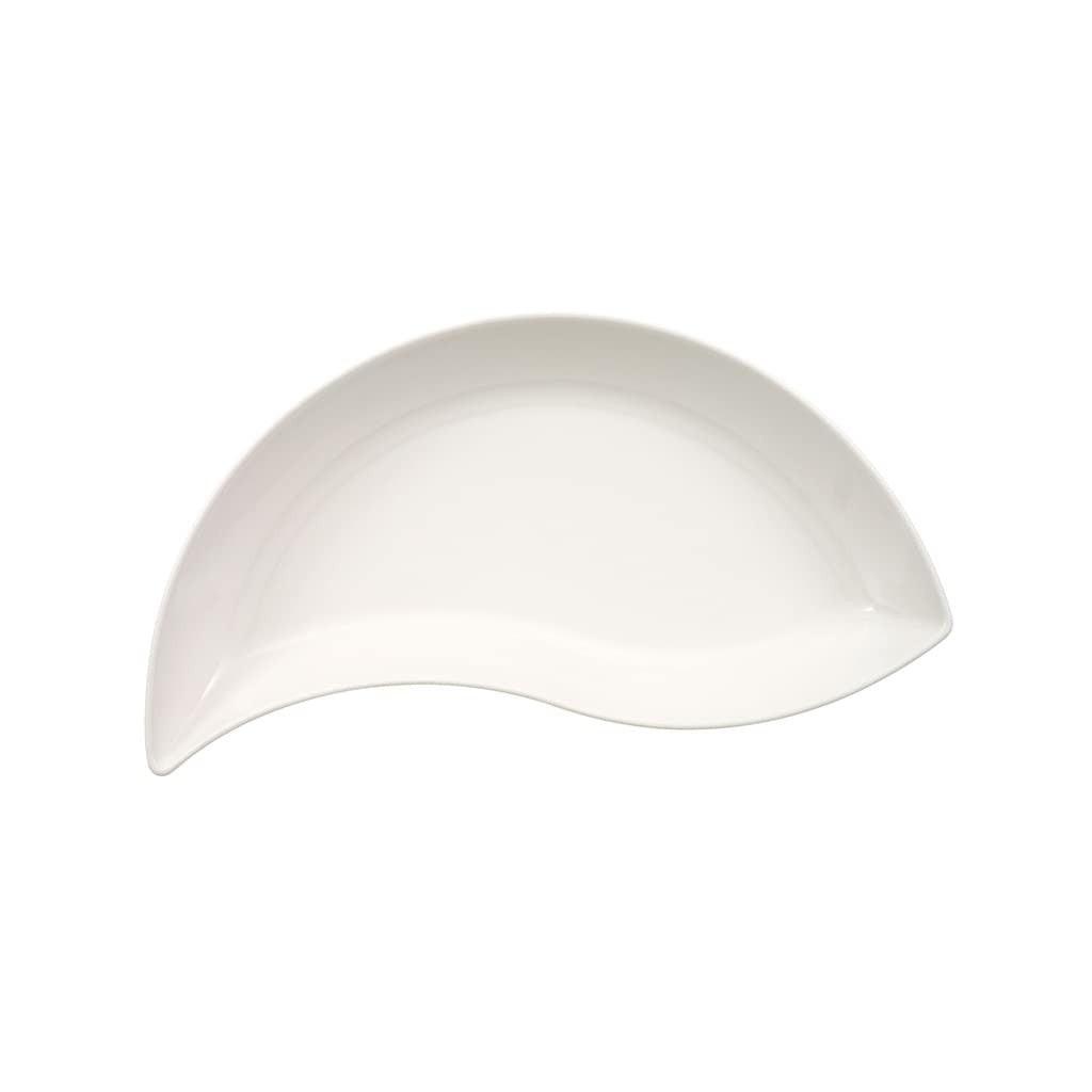Villeroy & Boch New Wave Move teardrop-shaped porcelain platter, 11 x 6 inches, with smooth curves and glossy finish.
