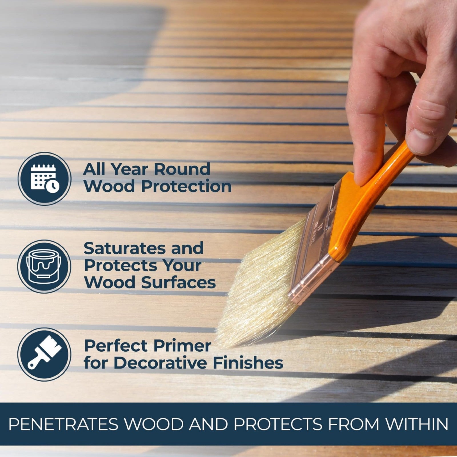 Owatrol D1 34 oz exotic wood saturator with alkyd resins and natural plant ingredients, showing the product bottle and wood surface.
