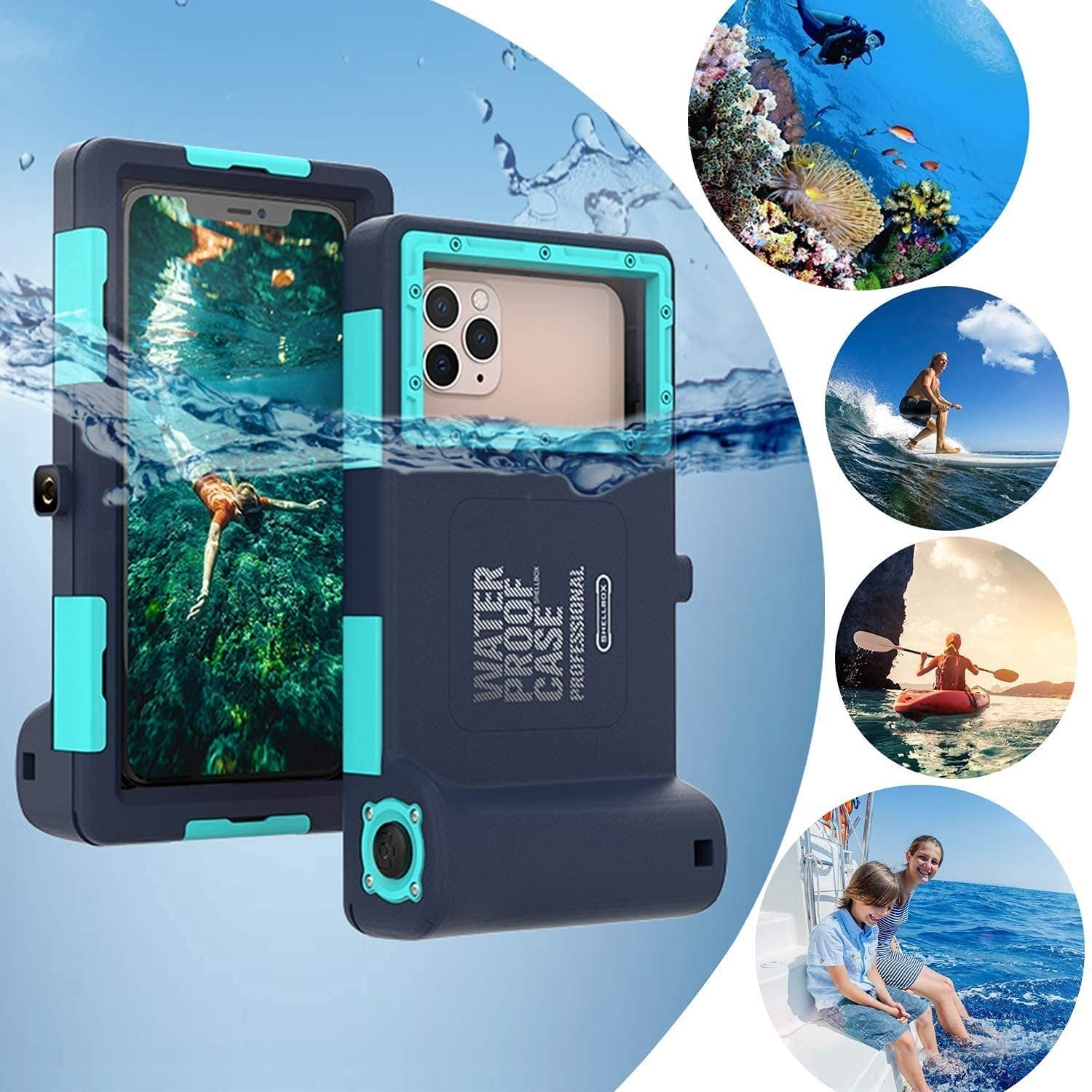 Waterproof diving phone case for iPhone 13-17 by Nisso, transparent with secure sealing for underwater protection.