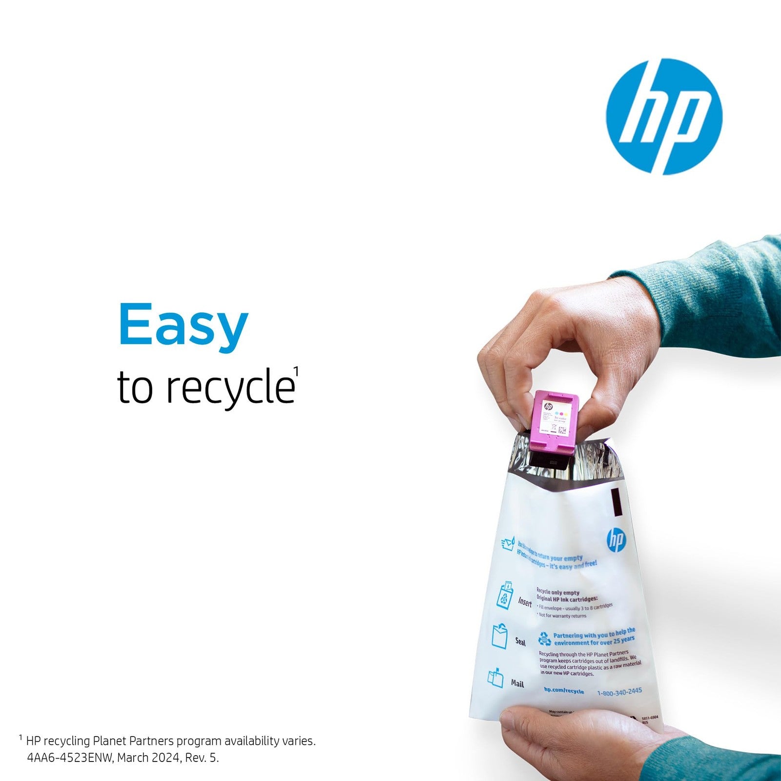 HP Original HP 45 black ink cartridge for HP DeskJet and DesignJet printers, shown in packaging with cartridge visible.