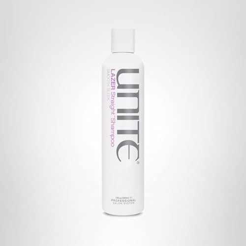 UNITE LAZER Straight Shampoo bottle, smoothing hair cleanser designed to tame frizz and control for sleek, straight hairstyles.