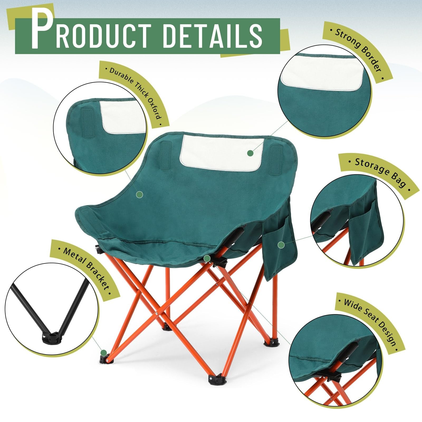 Seeloowy 2-pack compact camping chairs, portable folding outdoor seats with carry bags, ideal for camping and outdoor adventures.