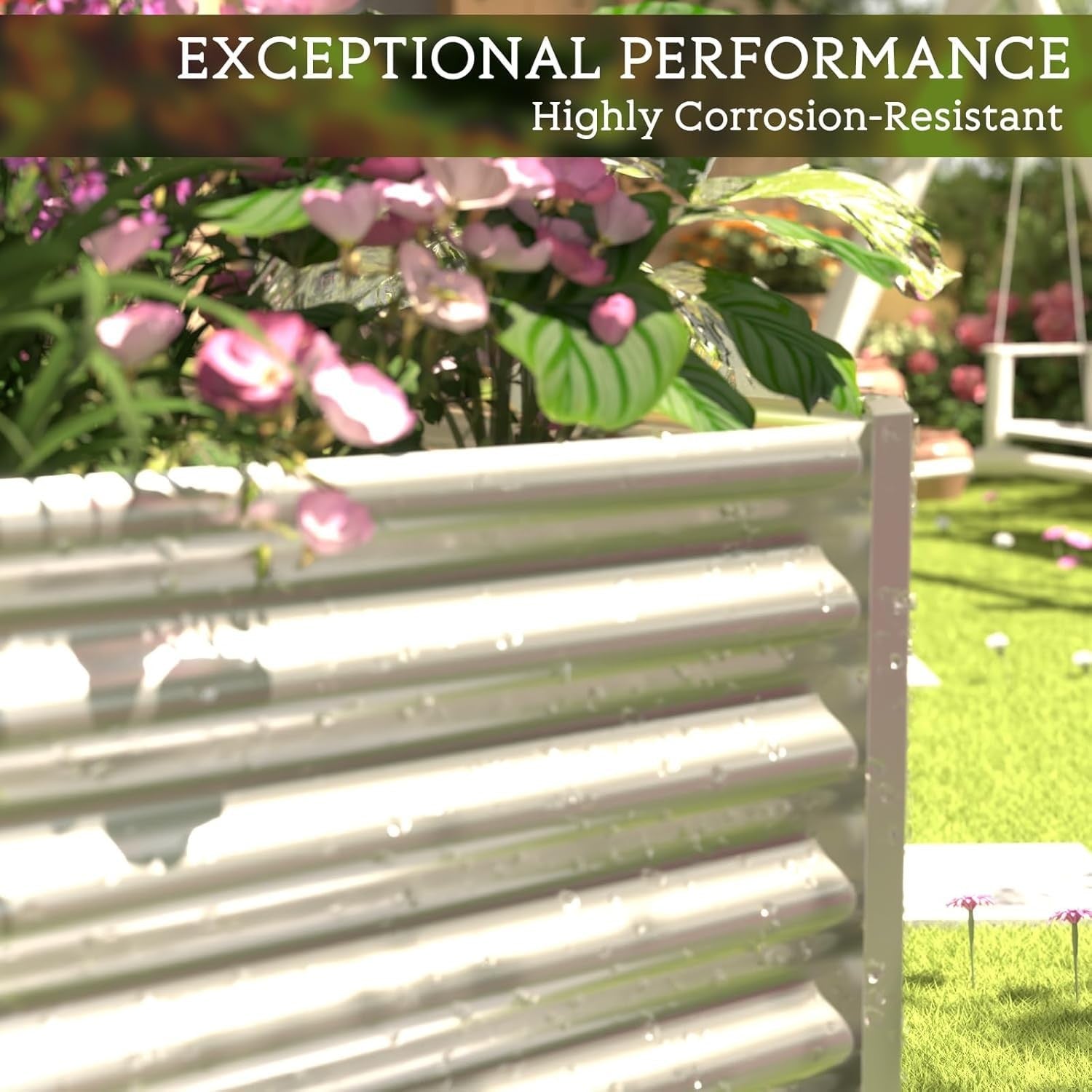 Set of four galvanized raised garden beds, 4x2 ft each, for outdoor above-ground gardening. Durable, rust-resistant metal construction.