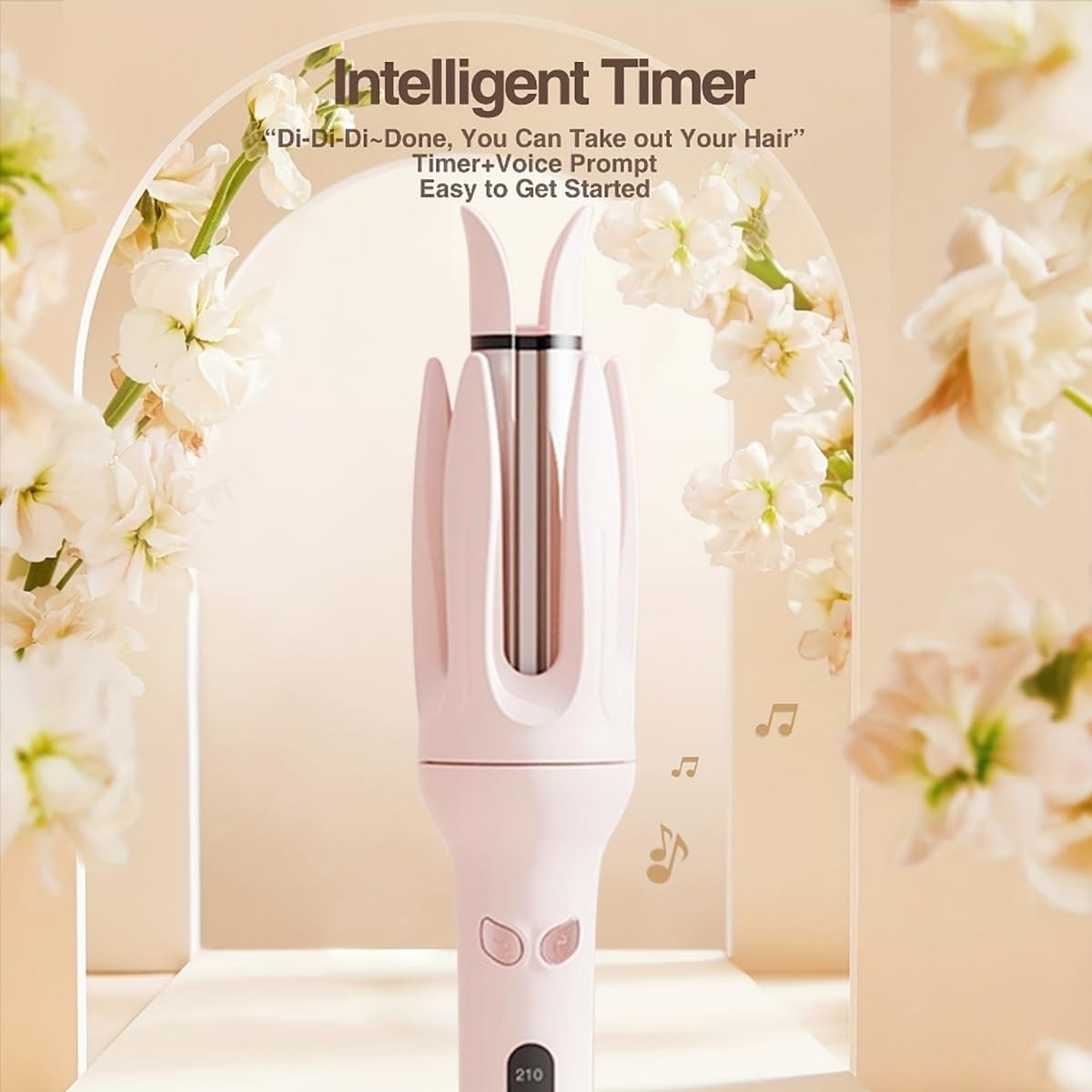 INK-EEZE automatic curling iron with rotating barrel and four adjustable temperature levels for easy, professional-style curls.