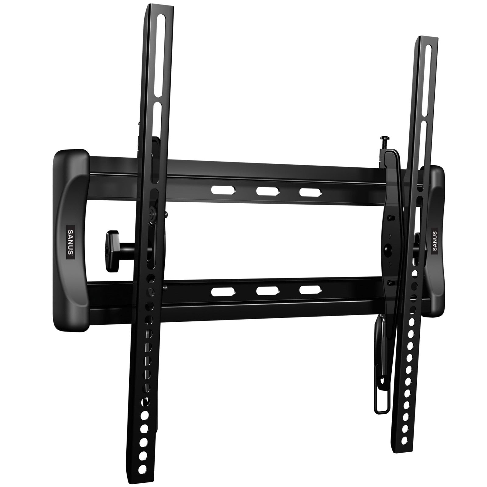 Sanus universal tilting TV wall mount for 32-55 inch TVs, showing the mount installed on a wall holding a flat-screen TV.