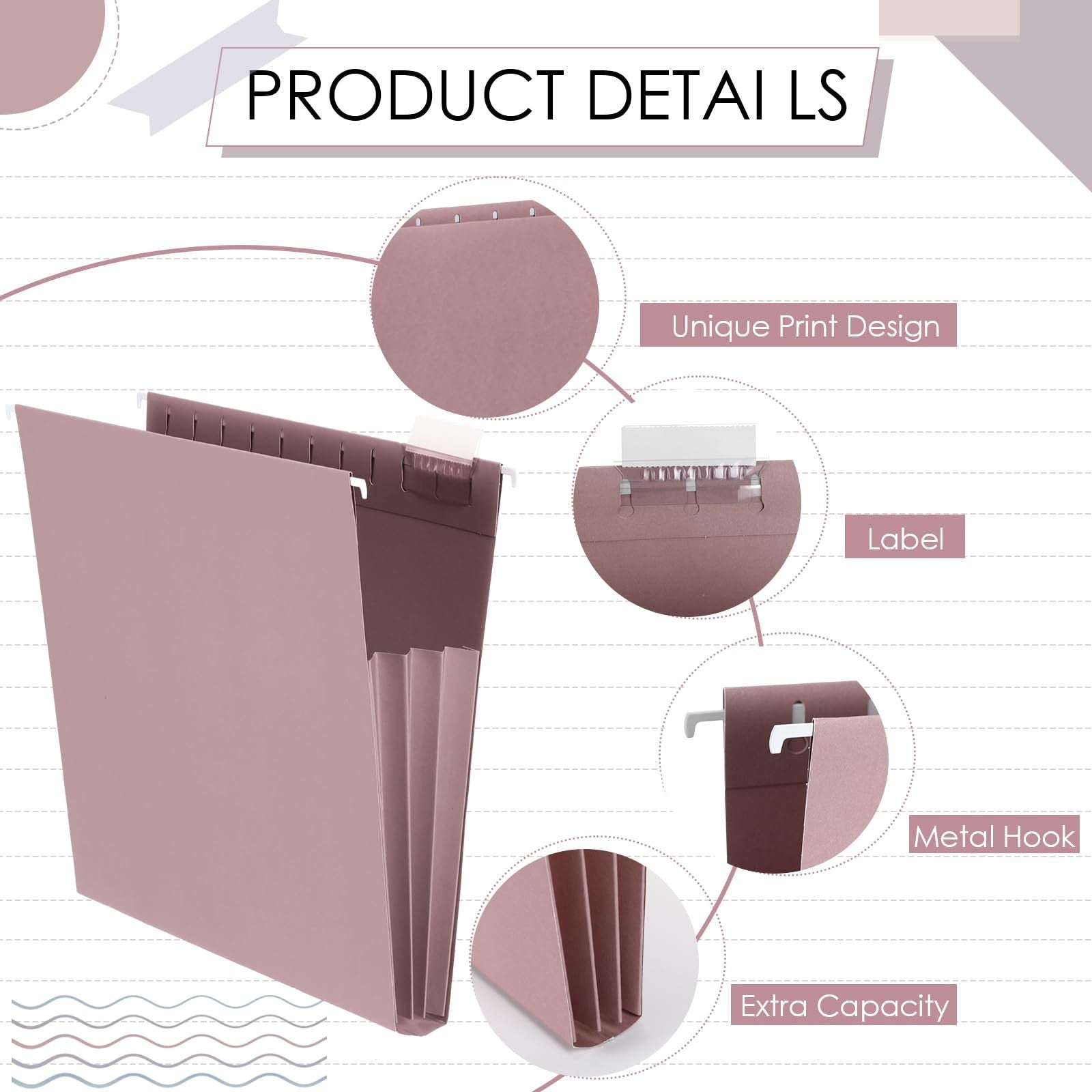 Yaomiao 24-pack hanging file folders with 3 pleats for letter size file cabinets, featuring durable construction and easy organization.
