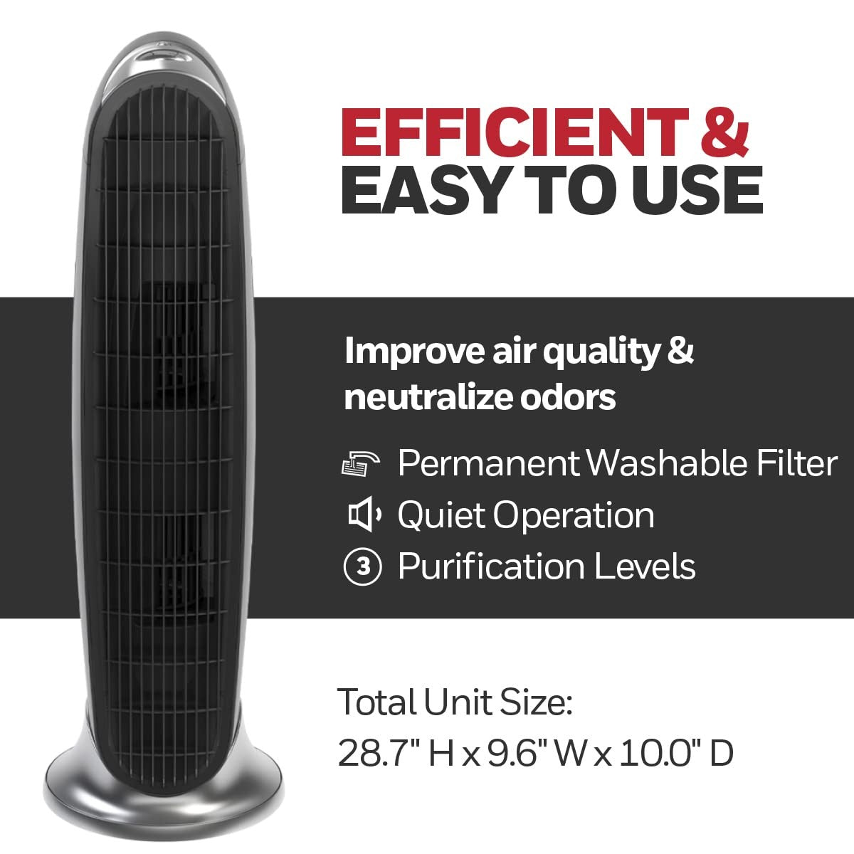 Honeywell HFD-120-Q QuietClean air purifier with washable filters, shown standing on a clean floor in a modern living room.