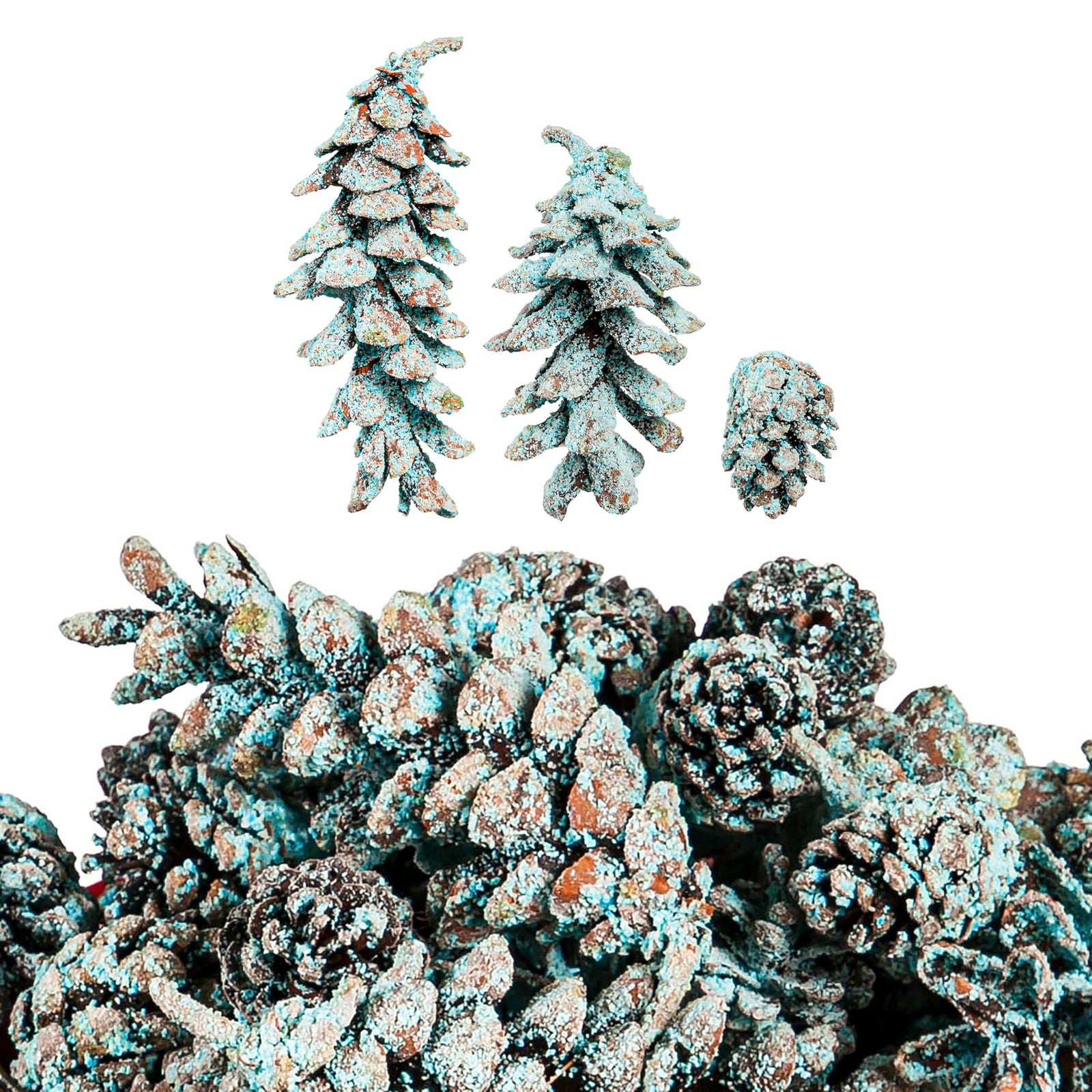Festive rainbow-colored pine cones for fireplace and firepit, adding colorful ambiance to outdoor heating with Plow & Hearth.