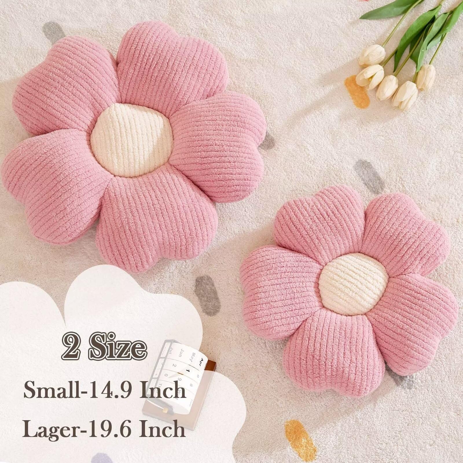 Kcvvcr flower-shaped throw pillow with colorful floral design, decorative accent cushion for living room or bedroom decor.