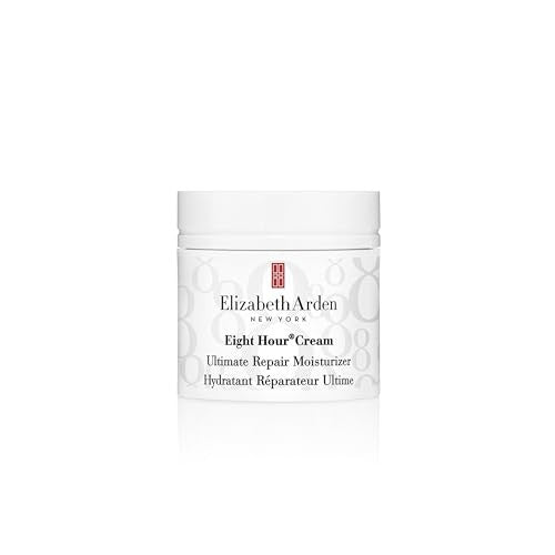 Elizabeth Arden Eight Hour Cream Ultimate Repair Moisturizer for face showing a jar of skin care cream with a smooth, creamy texture.