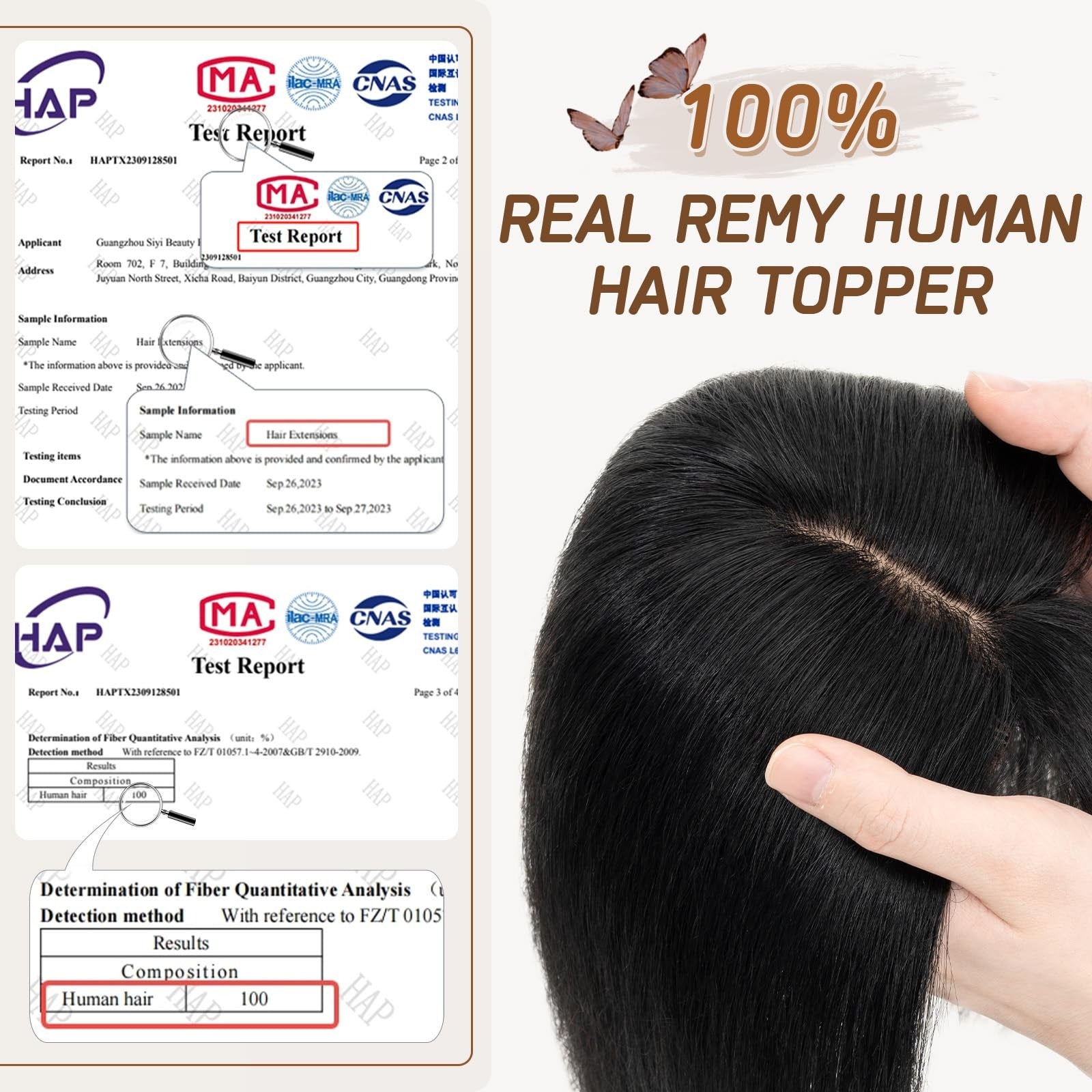 Rich Choices human hair topper for women with bangs, made from 100% Remy human hair, styled with natural-looking bangs.