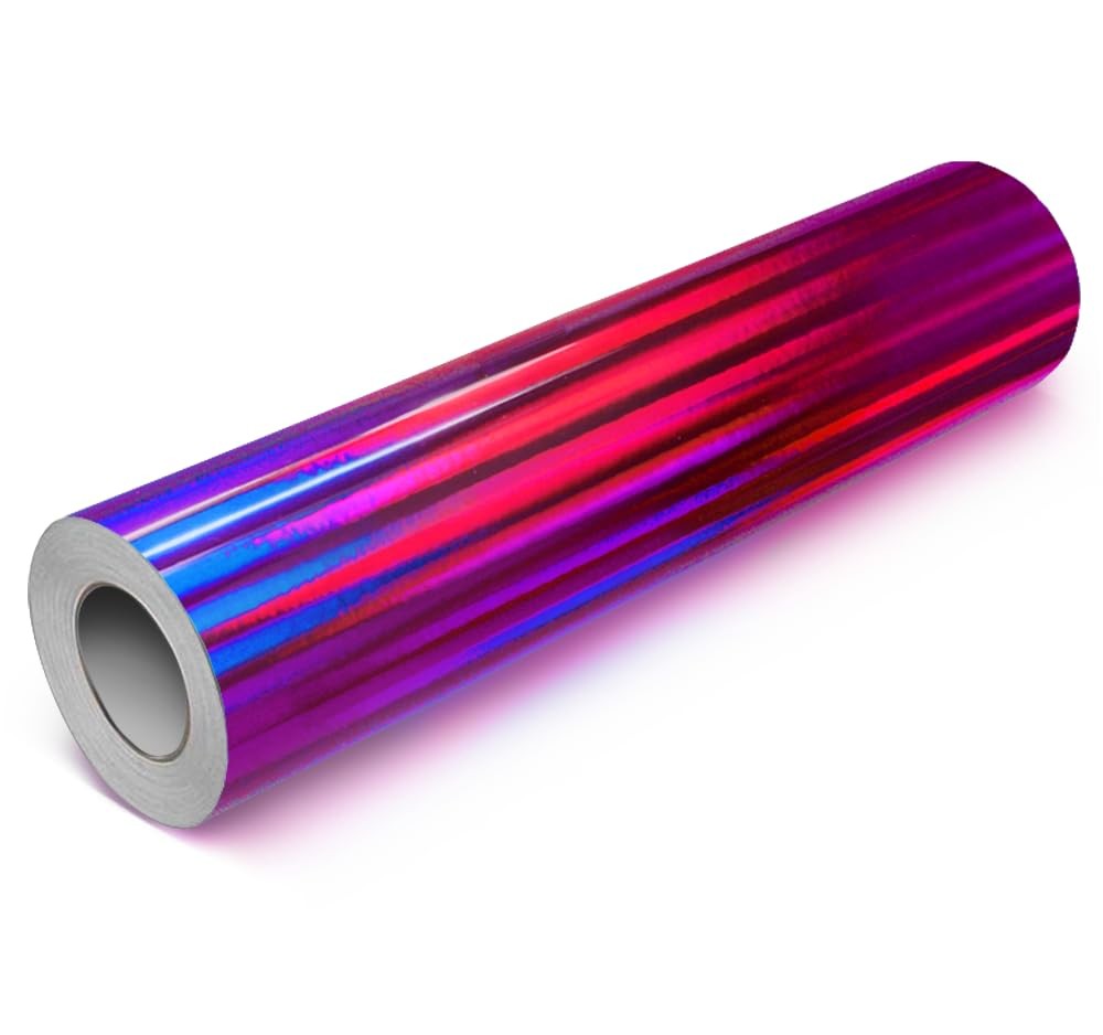 VViViD DECO65 Gloss Holographic Chrome Purple craft vinyl sheet with a shiny, reflective holographic finish and permanent adhesive backing.