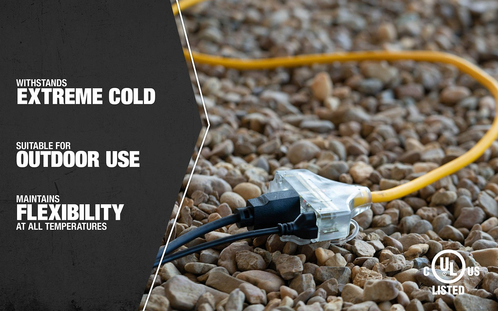 Southwire 50ft heavy-duty extension cord with 12/3 gauge, 3-conductor, 3-outlet design, suitable for outdoor power needs