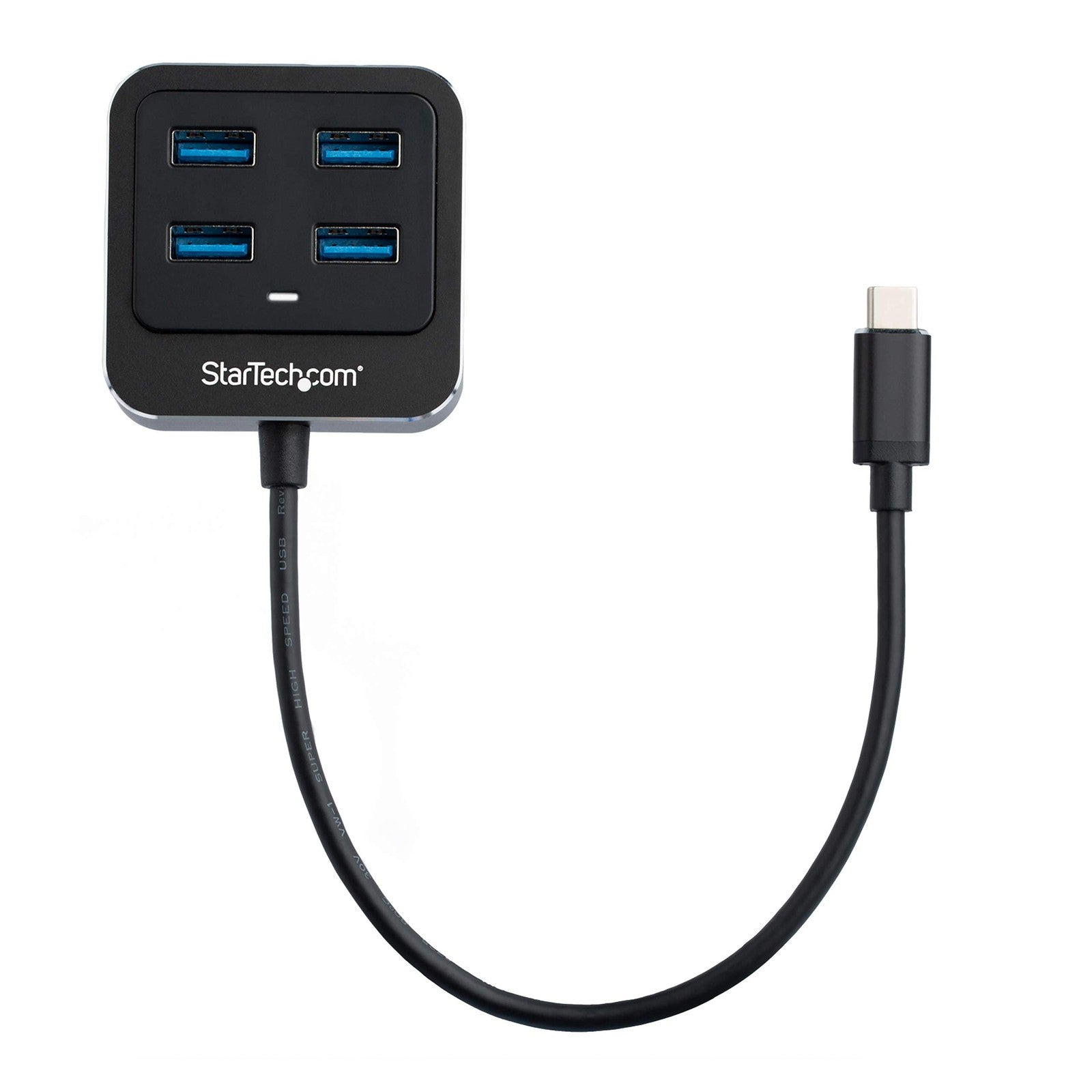 StarTech.com 4-port USB C hub with USB-C input and four USB-A ports, supporting SuperSpeed 10Gbps USB 3.1 data transfer
