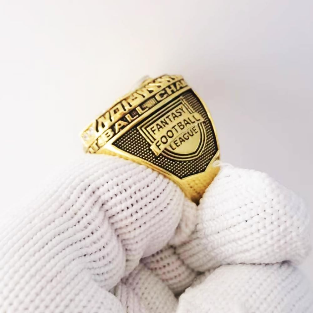 Noblehead 2025 Fantasy Football Championship Ring with engraved details and a large central gemstone, symbolizing FFL victory.