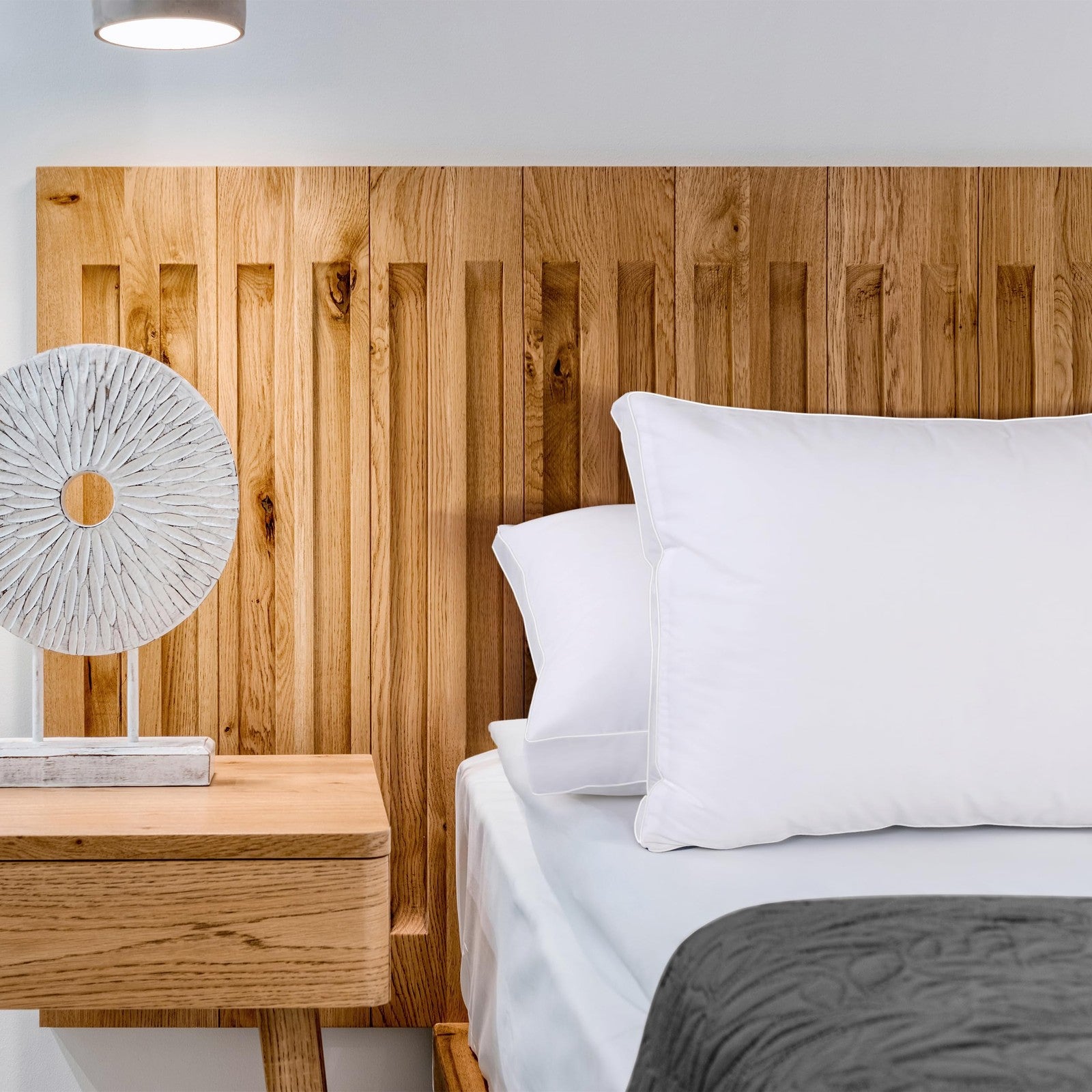 Set of two Utopia Bedding king size white bed pillows, soft, fluffy, and designed for comfortable sleeping.