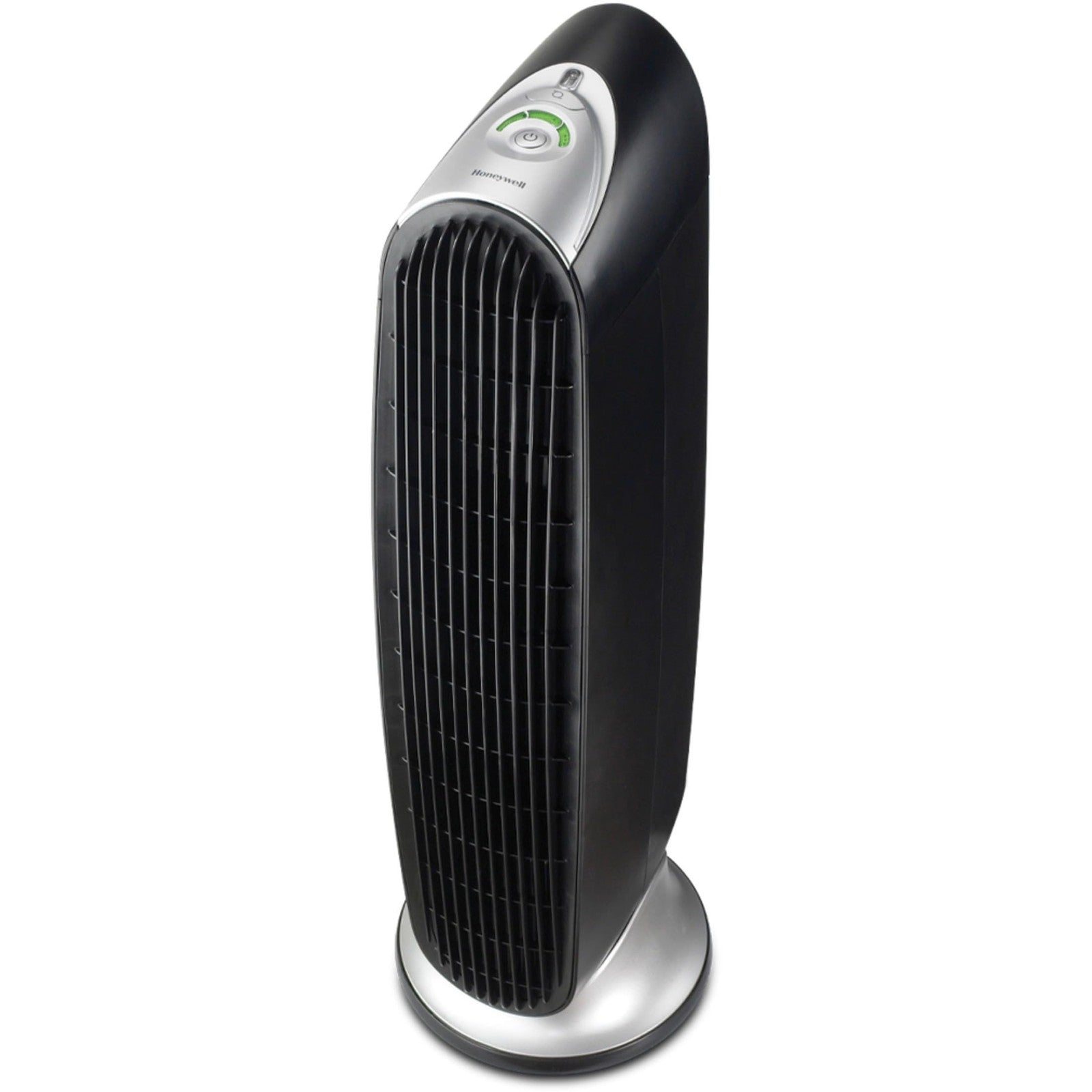 Honeywell HFD-120-Q QuietClean air purifier with washable filters, shown in a modern living room setting.