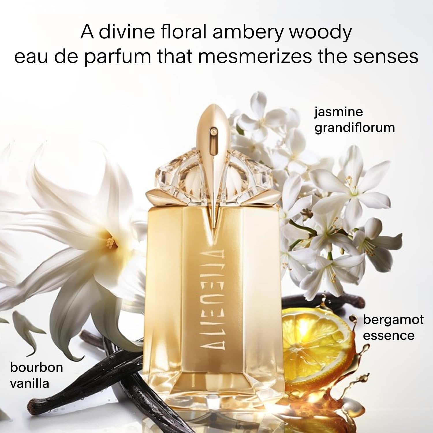 Mugler Alien and Alien Goddess women's fragrance mini gift set with floral woody scents, featuring two elegant perfume bottles.