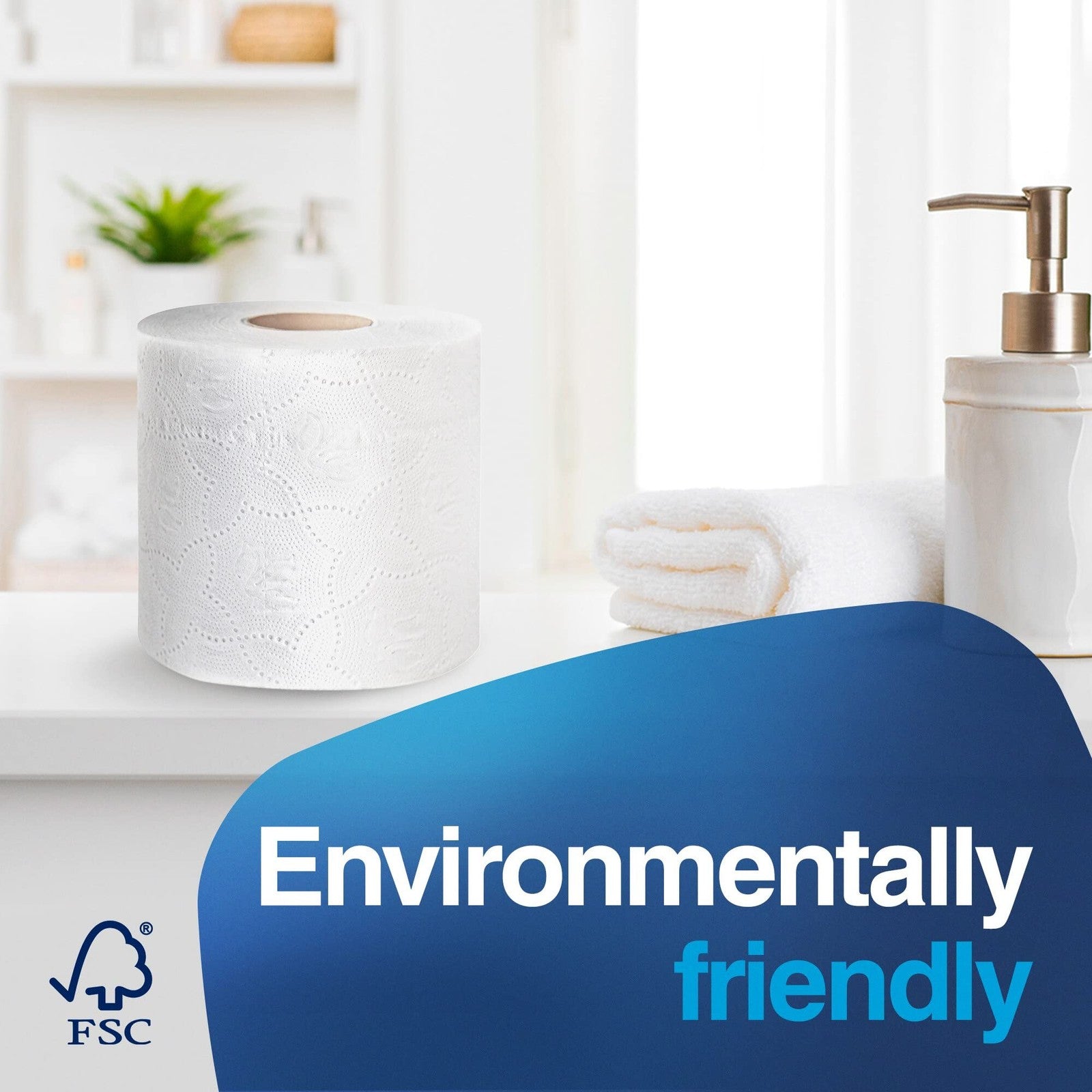 Tork premium 2-ply bath tissue roll, soft toilet paper, 12-pack with visible rolls stacked in a bathroom setting