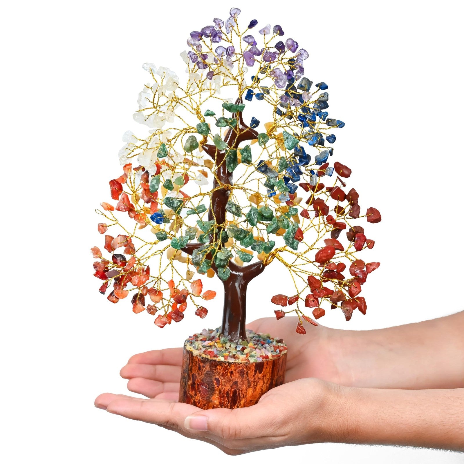 Crocon 7 Chakra Healing Crystal Tree of Life for room decor, featuring colorful crystals and a Feng Shui-inspired design.