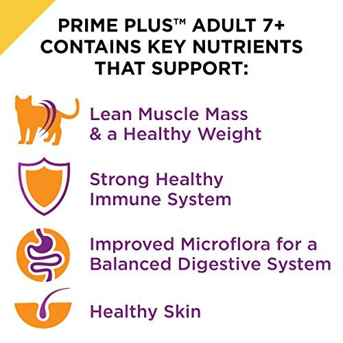 Canned Purina Pro Plan Grain Free Senior Wet Cat Food Pate with cod and shrimp in a bowl, designed for senior cats.