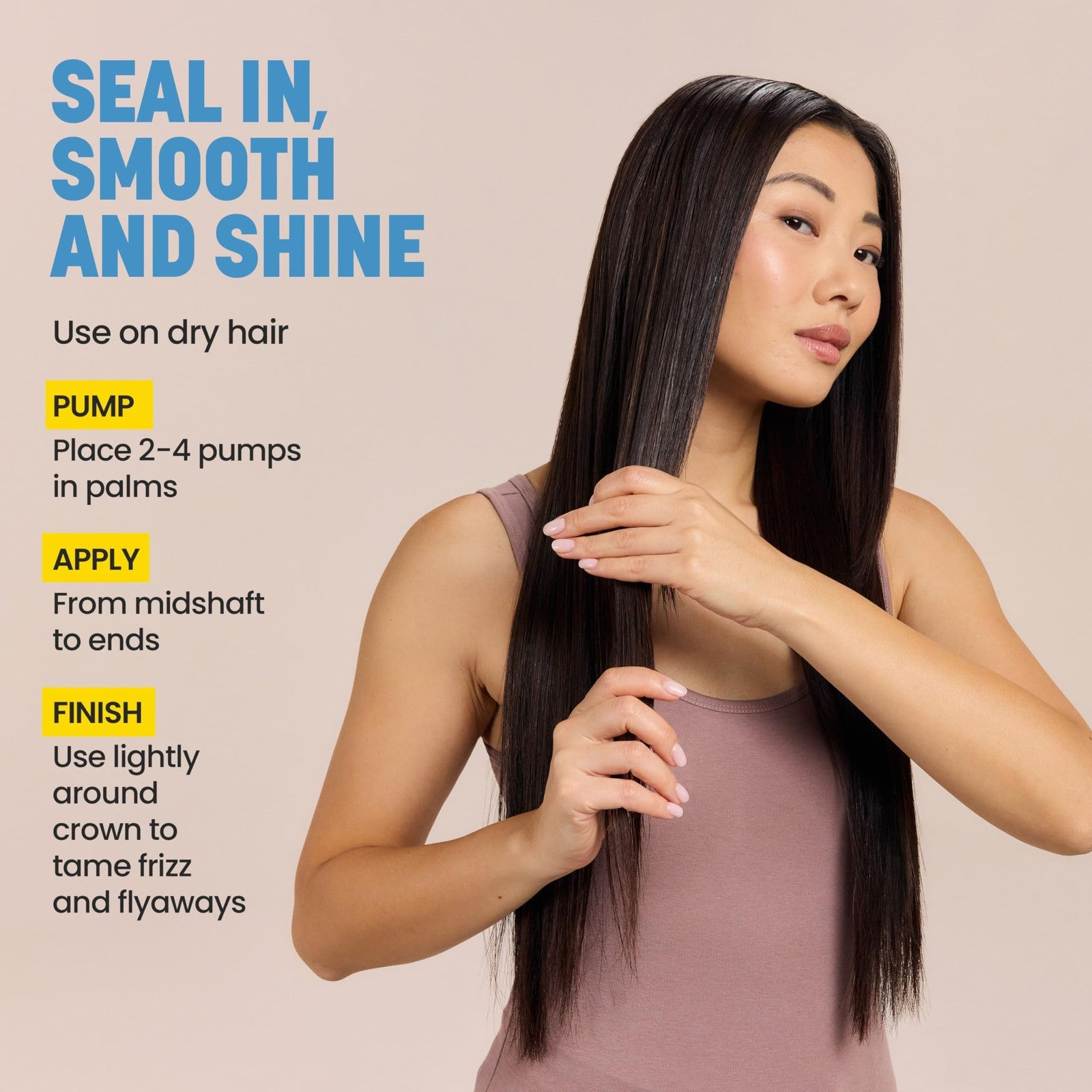 Drybar Liquid Glass High-Gloss Finishing Serum bottle showing clear, sleek packaging with a silver cap, designed for post-blowout shine.